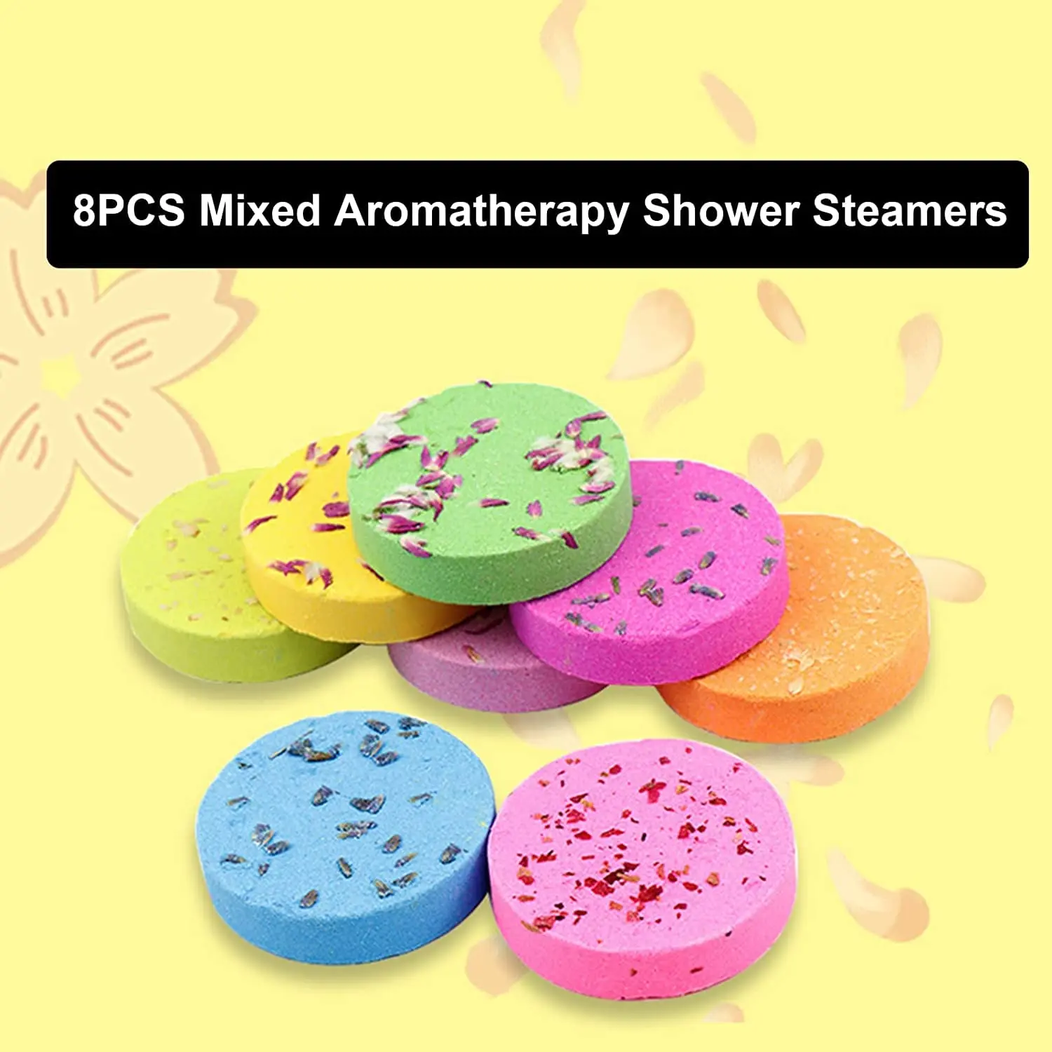 This aromatherapy shower bombs set includes eight shower steamers with essential oils, offering a relaxing spa experience at home with fragrances like lavender, eucalyptus, and rose.
