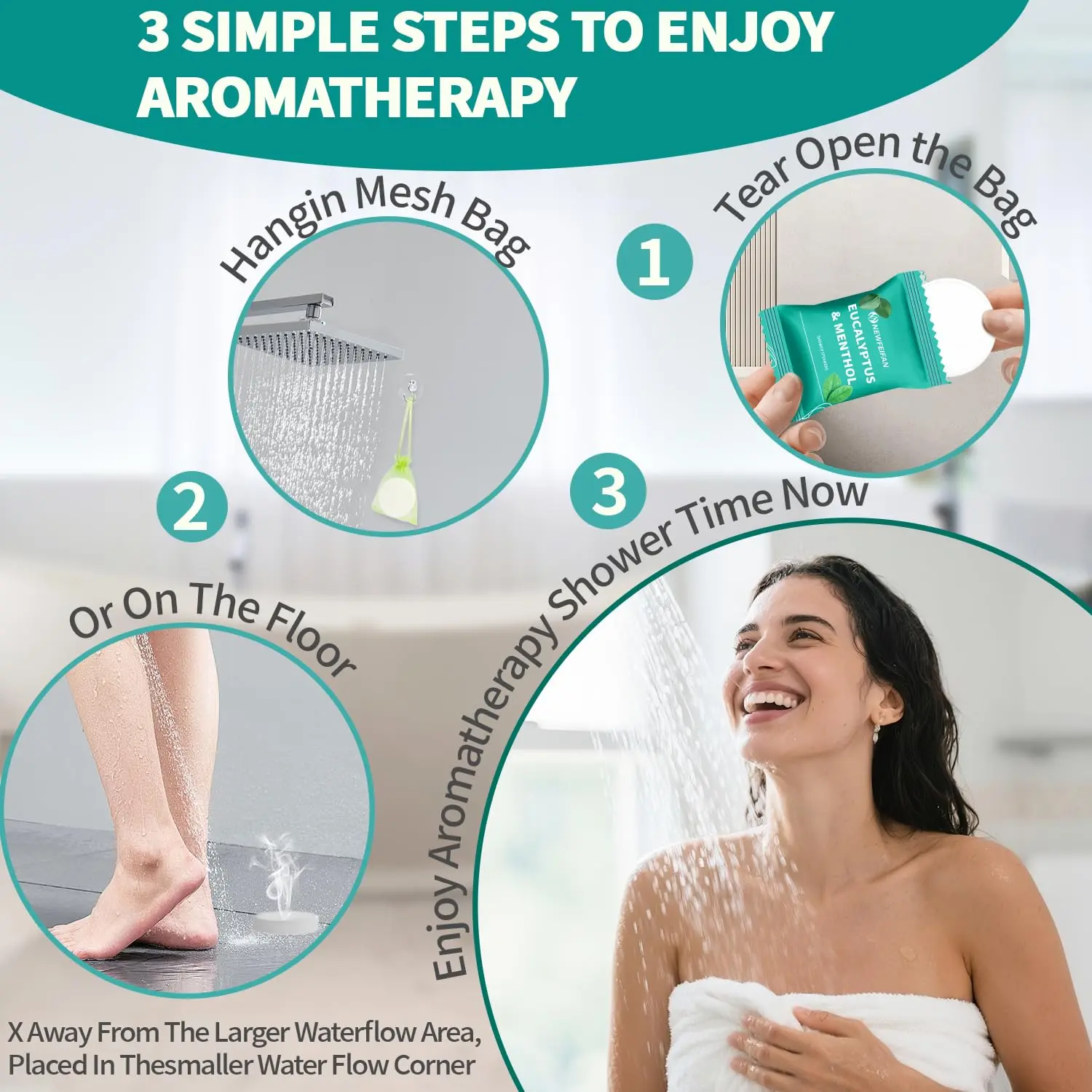 This aromatherapy shower steamer set contains eight eucalyptus and mint tablets for a spa-like experience, perfect for relaxation and travel.