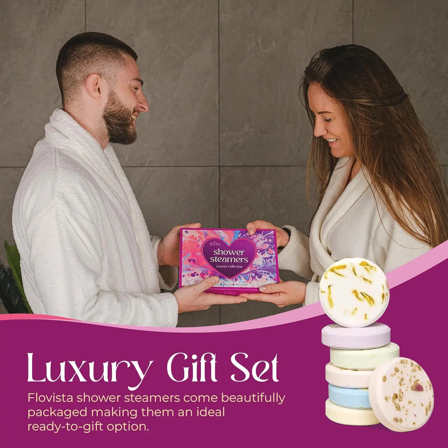 This set of shower steamers offers a luxurious aromatherapy spa experience at home, perfect as relaxing birthday gifts or self-care presents for women.