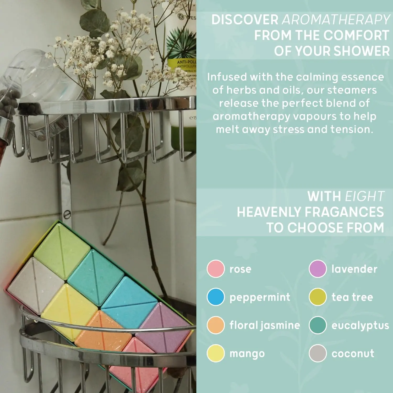 This 8 pack of aromatherapy shower steamers transforms your shower into a spa-like experience, releasing energizing and refreshing scents for sinus relief and relaxation.