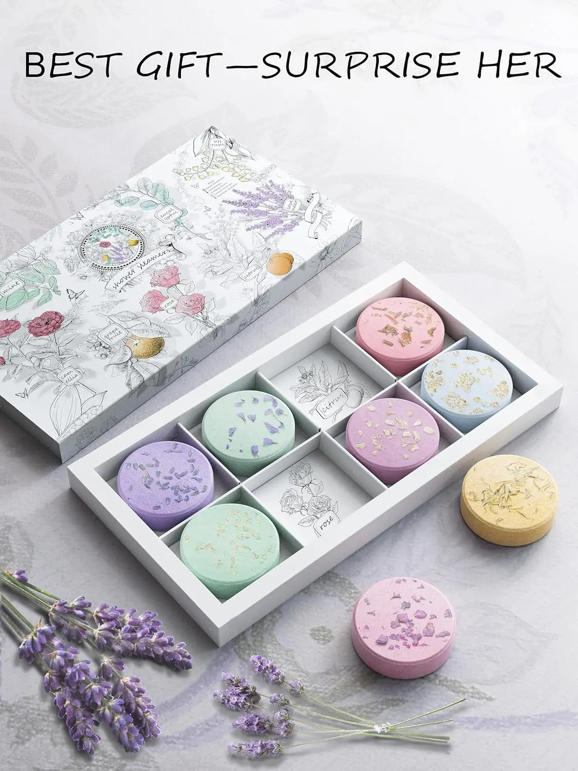 Relax and rejuvenate with these aromatherapy shower steamers, infused with natural essential oils like lavender and eucalyptus, perfect gifts for women for self-care and spa-like relaxation at home.