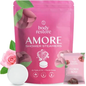 Fifteen rose-scented shower bombs offer stress relief and relaxation, perfect as travel essentials, spa gifts, and relaxing gifts for women.