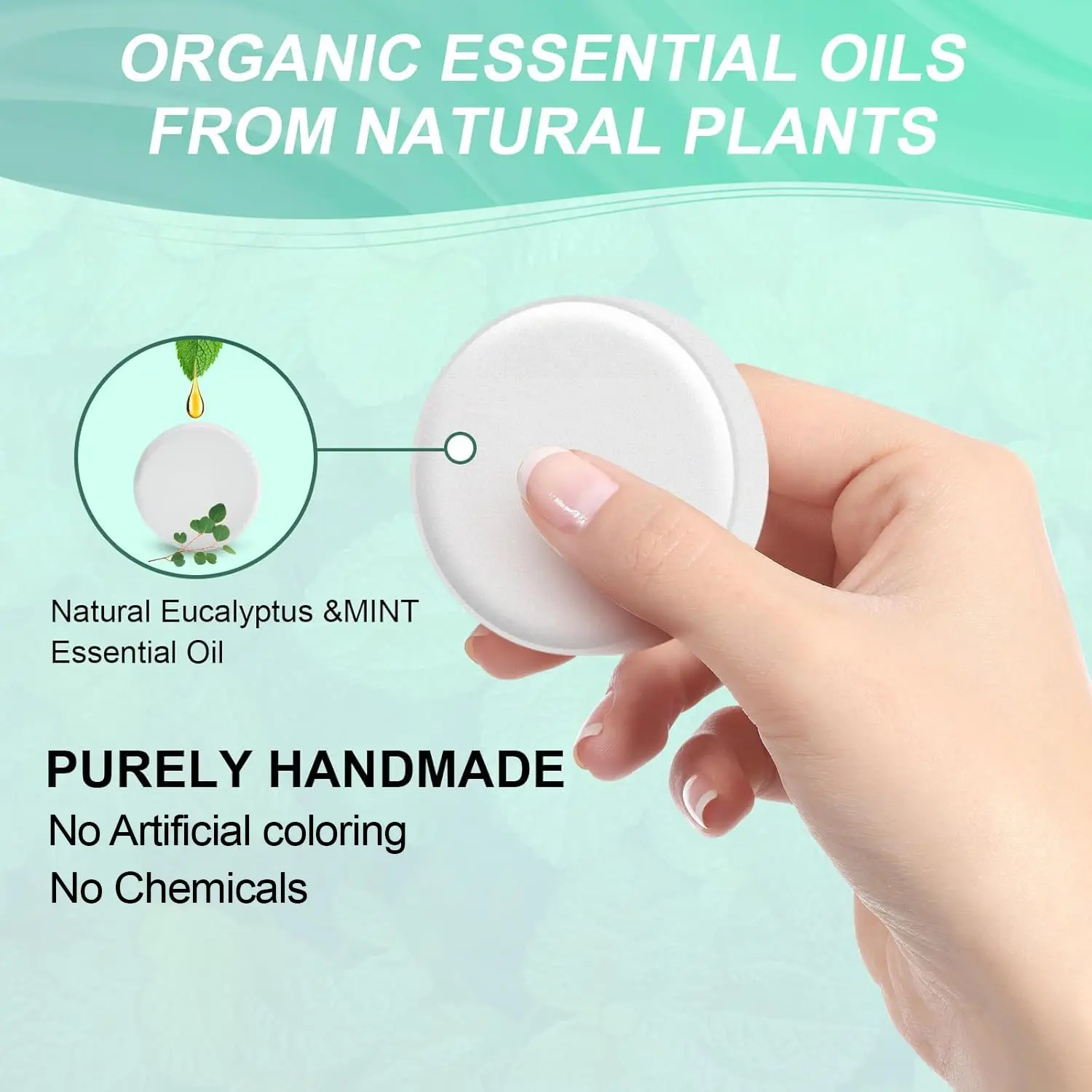 Six eucalyptus and mint aromatherapy shower steamers provide a spa-like experience for relaxation and congestion relief.