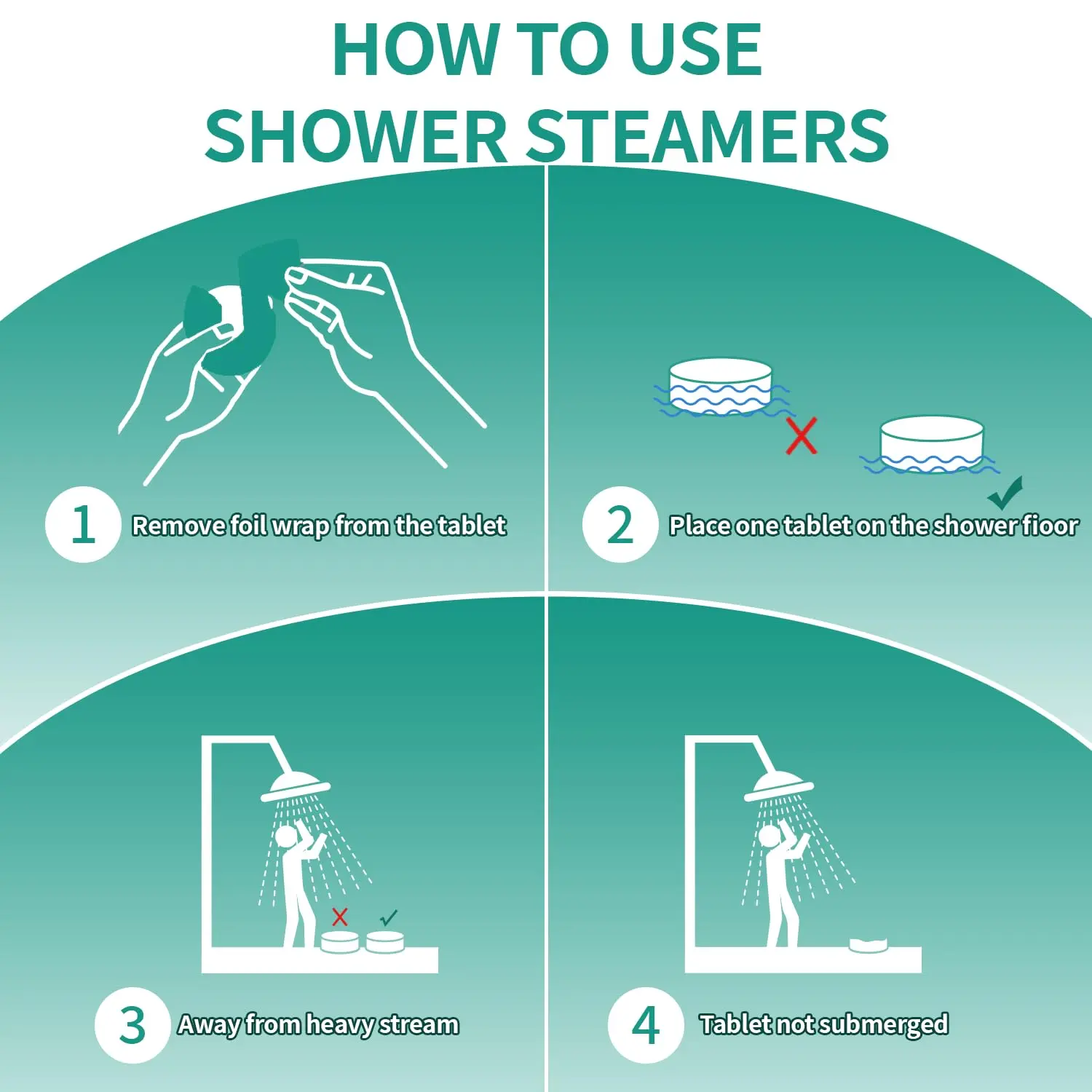 Aromatic shower steamers with organic eucalyptus and mint oils for aromatherapy use.