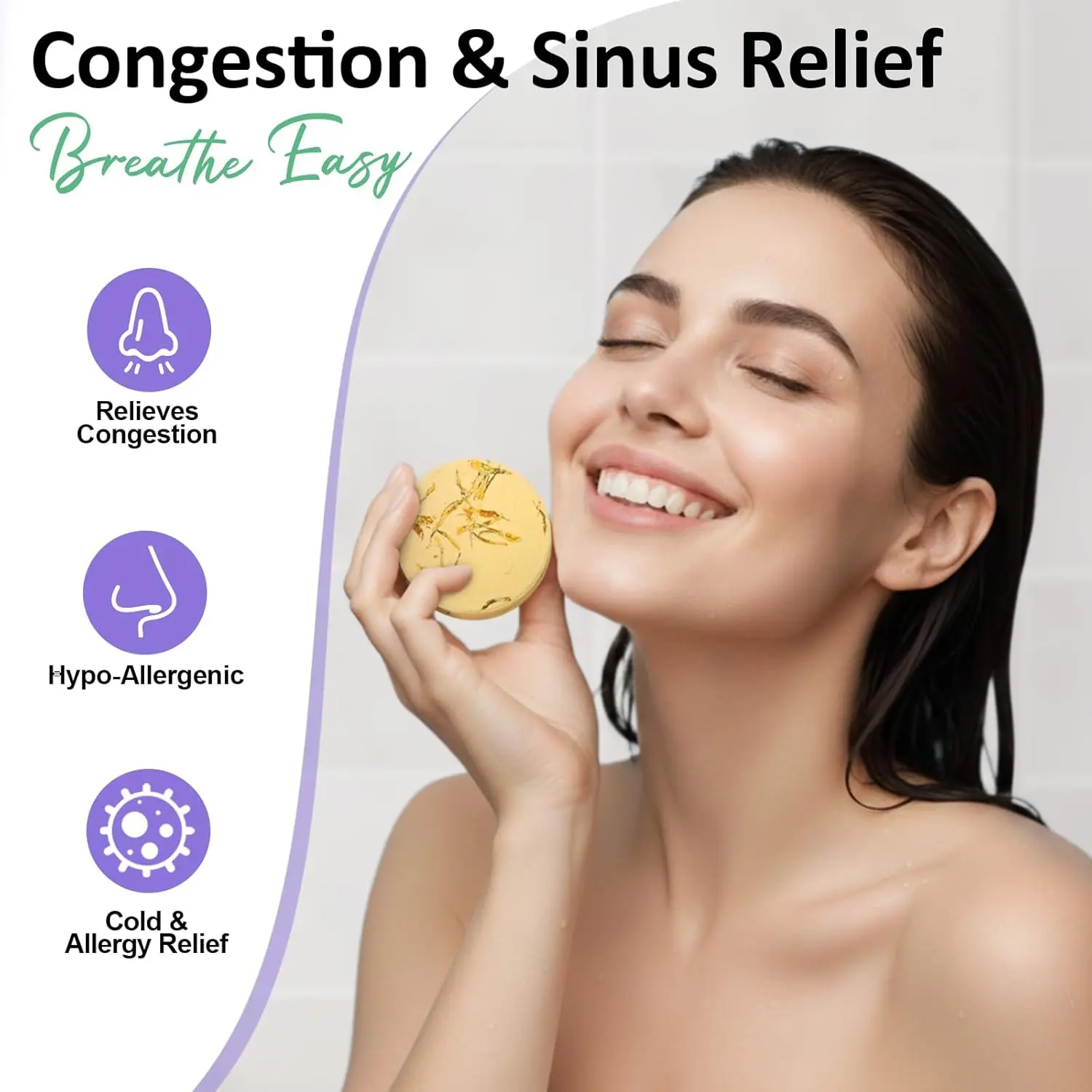 RUSEMLE shower steamers gift set in a luxury box with a satin bow, containing eight aromatherapy tablets with unique scents for a relaxing spa experience.