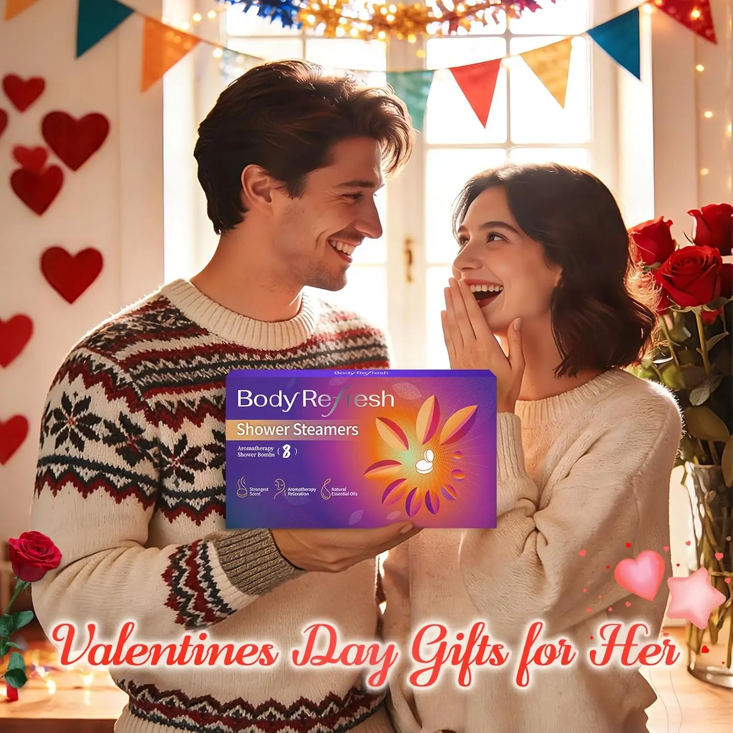 This aromatherapy shower steamer gift set features eight different scented shower bombs made with essential oils and flower petals for a relaxing home spa experience.