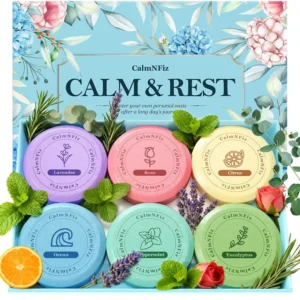 This 6 pack shower steamer set offers a variety of aromatherapy scents like eucalyptus, lavender, and peppermint for a relaxing shower experience, each tablet individually wrapped for freshness.