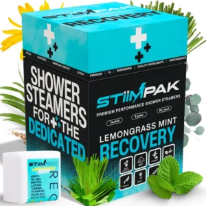 STiiMPAK Recovery extra-strength shower steamers with eucalyptus, tea tree, turmeric, arnica, and menthol provide natural sinus relief and ease body aches for a rejuvenating aromatherapy experience.