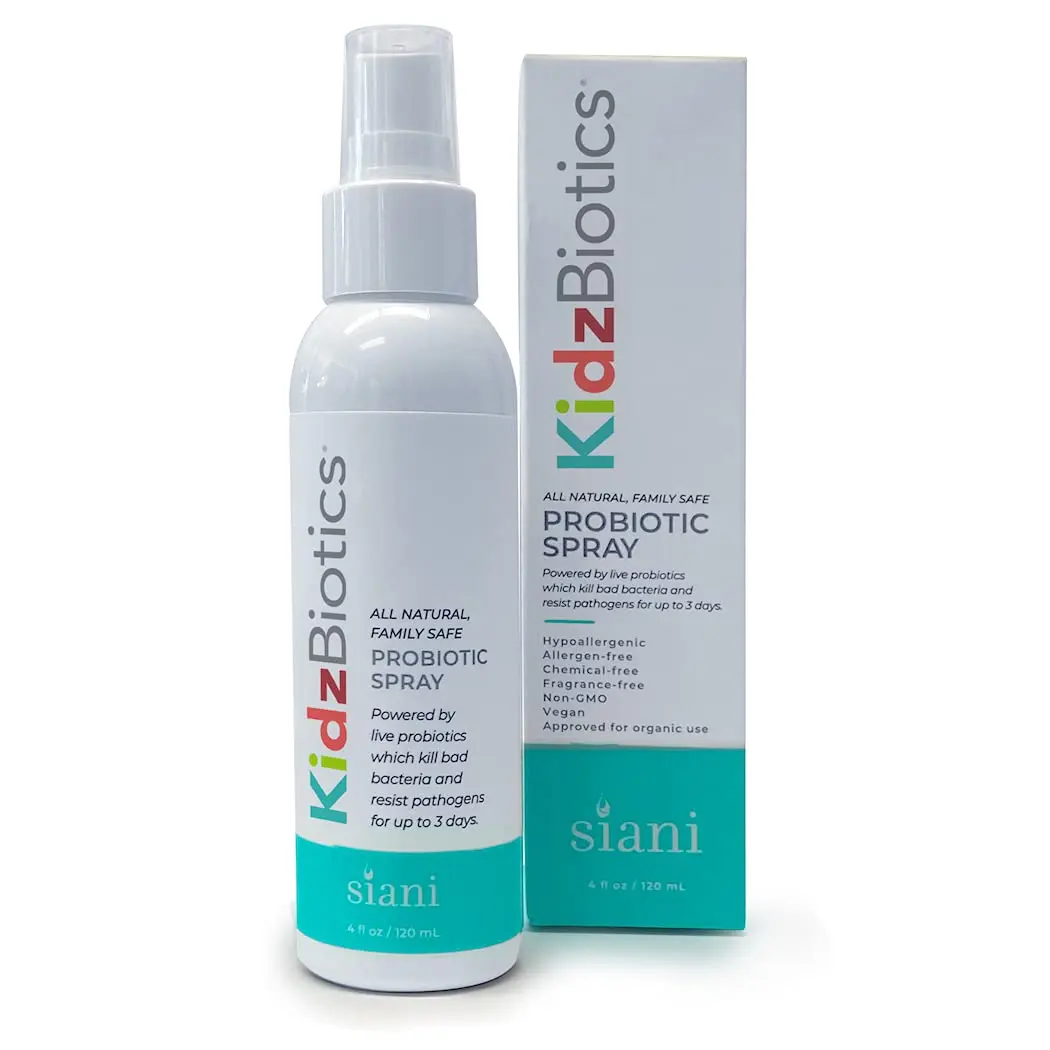 SIANI probiotic spray made with organic ingredients providing relief from skin irritations, acne, eczema, and more for kids and teens.