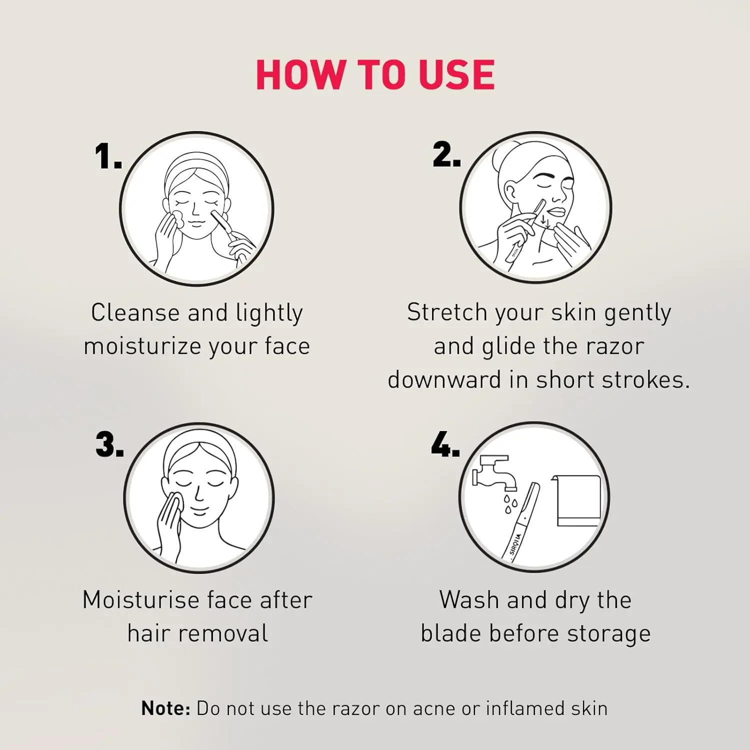 Sirona Blink Razor for women removes facial hair, shapes eyebrows, and exfoliates skin, leaving a natural glow.