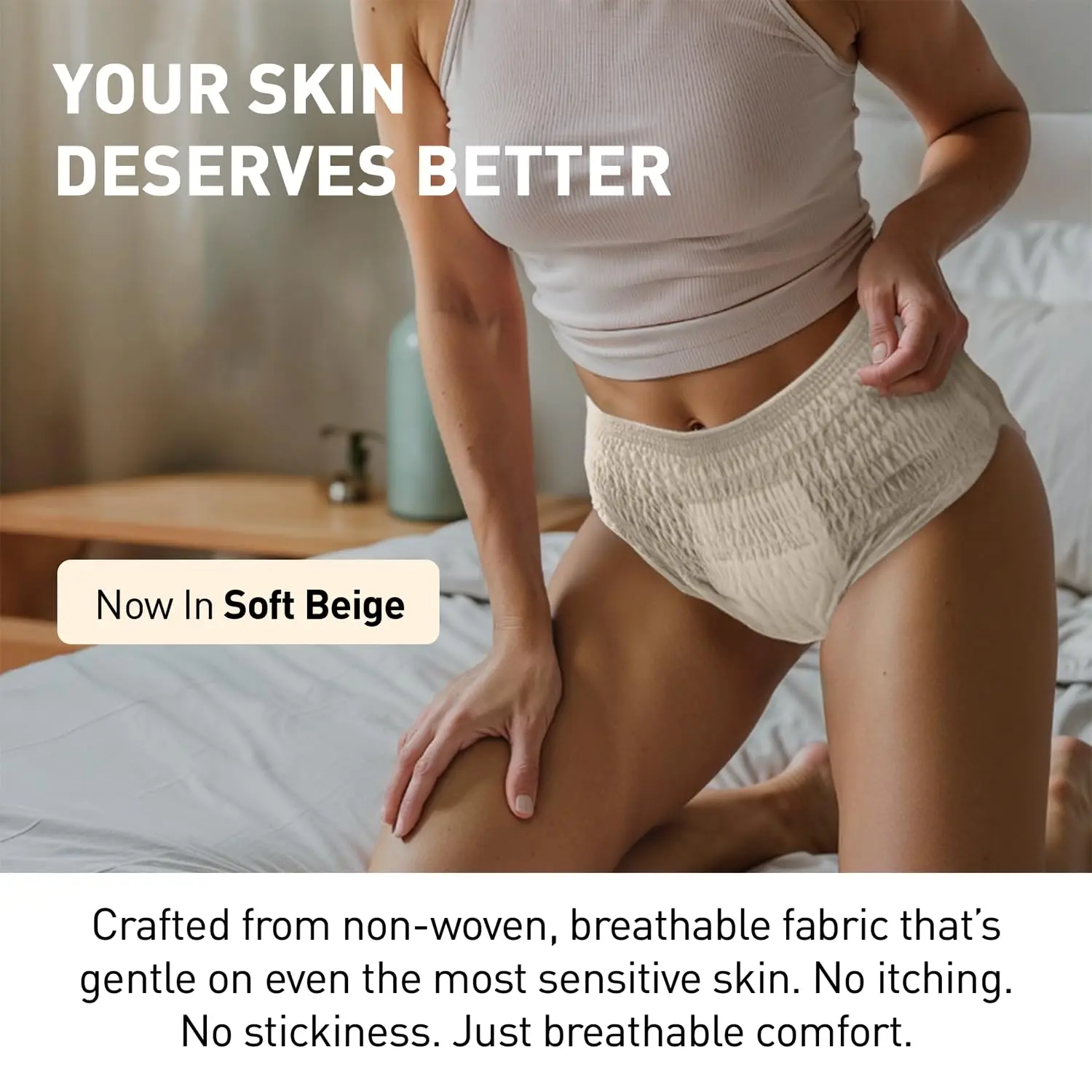 Sirona disposable period panties for women offer 360-degree sanitary protection with super absorbent microbeads for four times more flow absorption, ensuring no leakage and stress-free comfort.