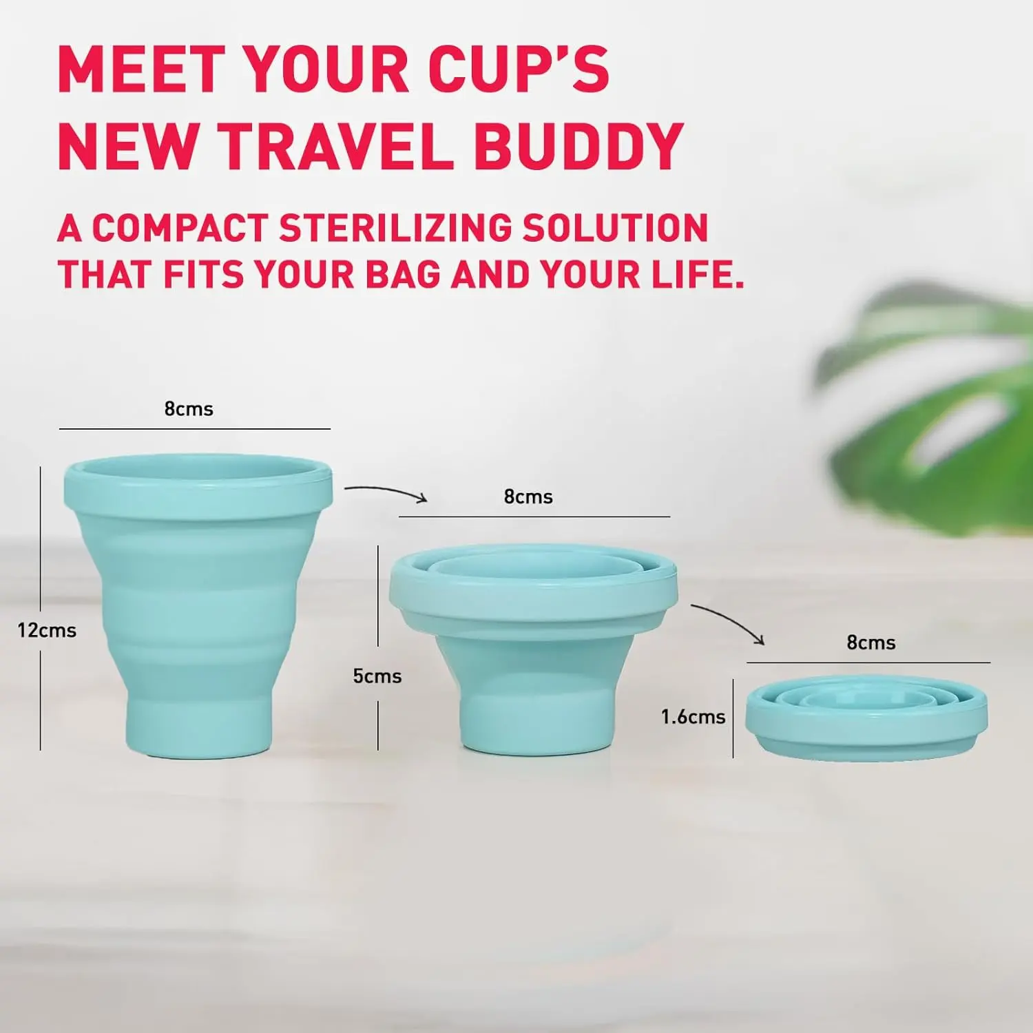 Foldable Sirona menstrual cup sterilizing container made of food-grade silicone for quick and easy microwave sterilization of menstrual cups, killing 99% of germs.