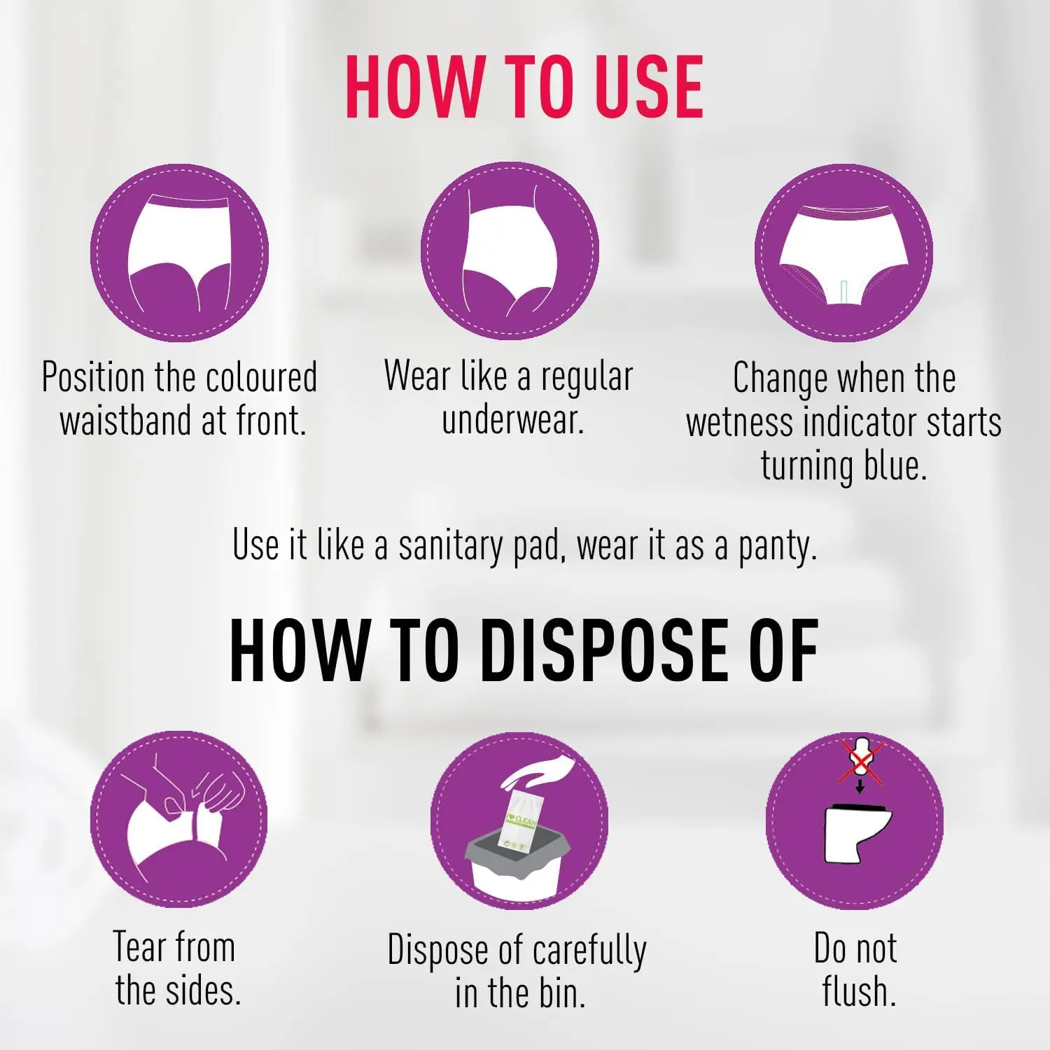 Sirona disposable period panties in size large to extra-large offer 360-degree sanitary protection for heavy flow with super absorbent microbeads, ensuring no leakage, rashes, or discomfort.