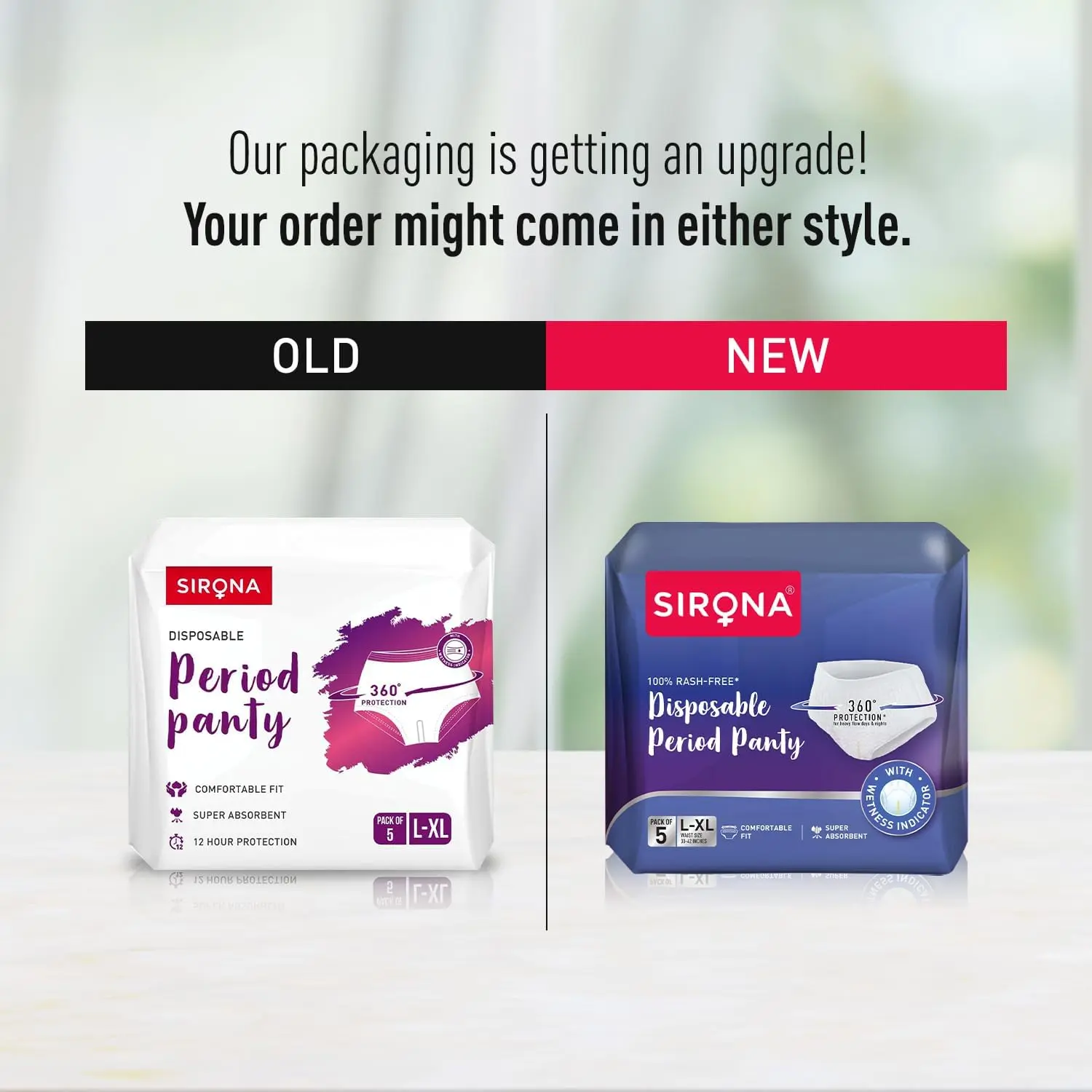 Sirona disposable period panties in size large to extra-large offer 360-degree sanitary protection for heavy flow with super absorbent microbeads, ensuring no leakage, rashes, or discomfort.