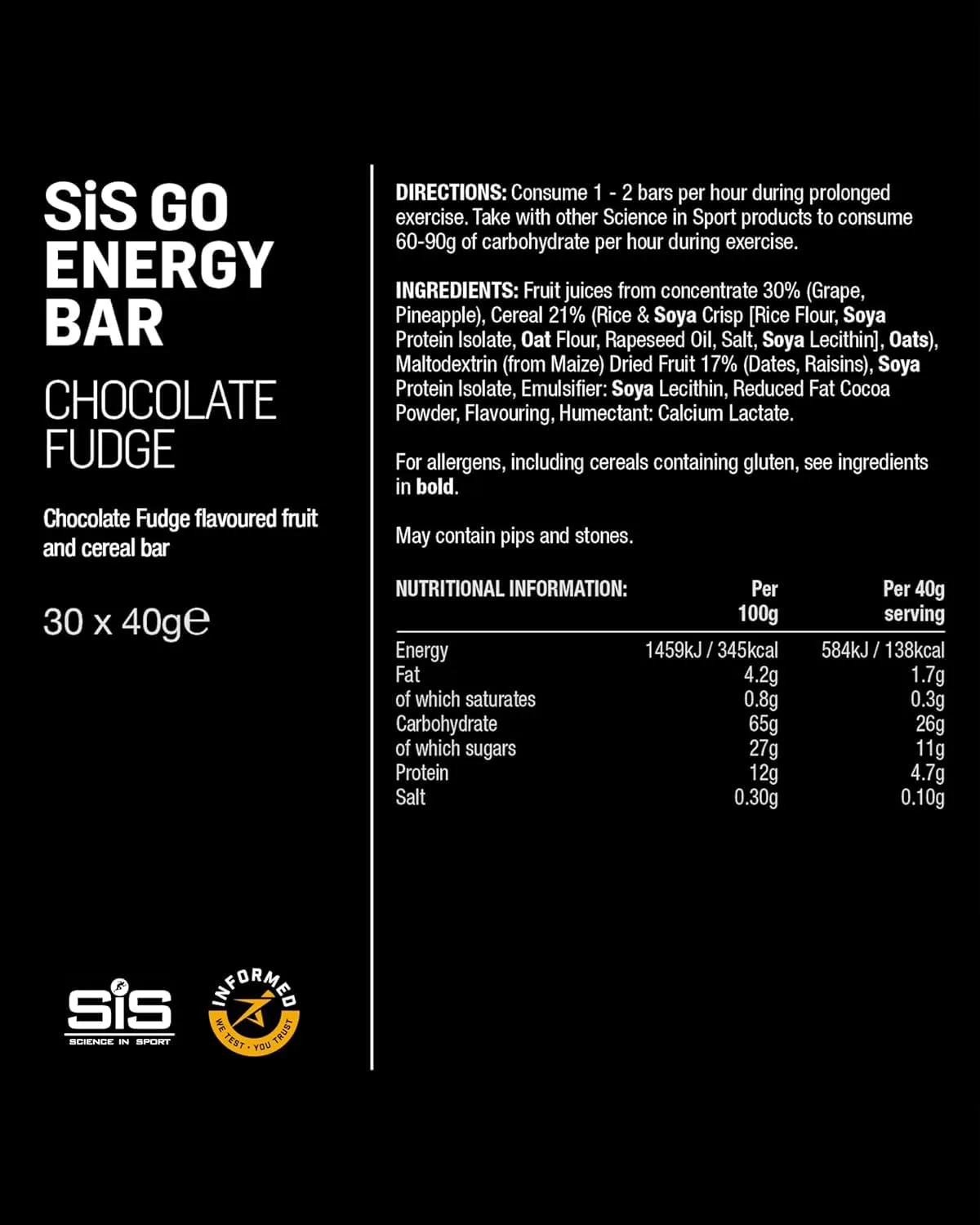 SiS GO Energy Bar Chocolate Fudge | High Carb Snack - Image 2