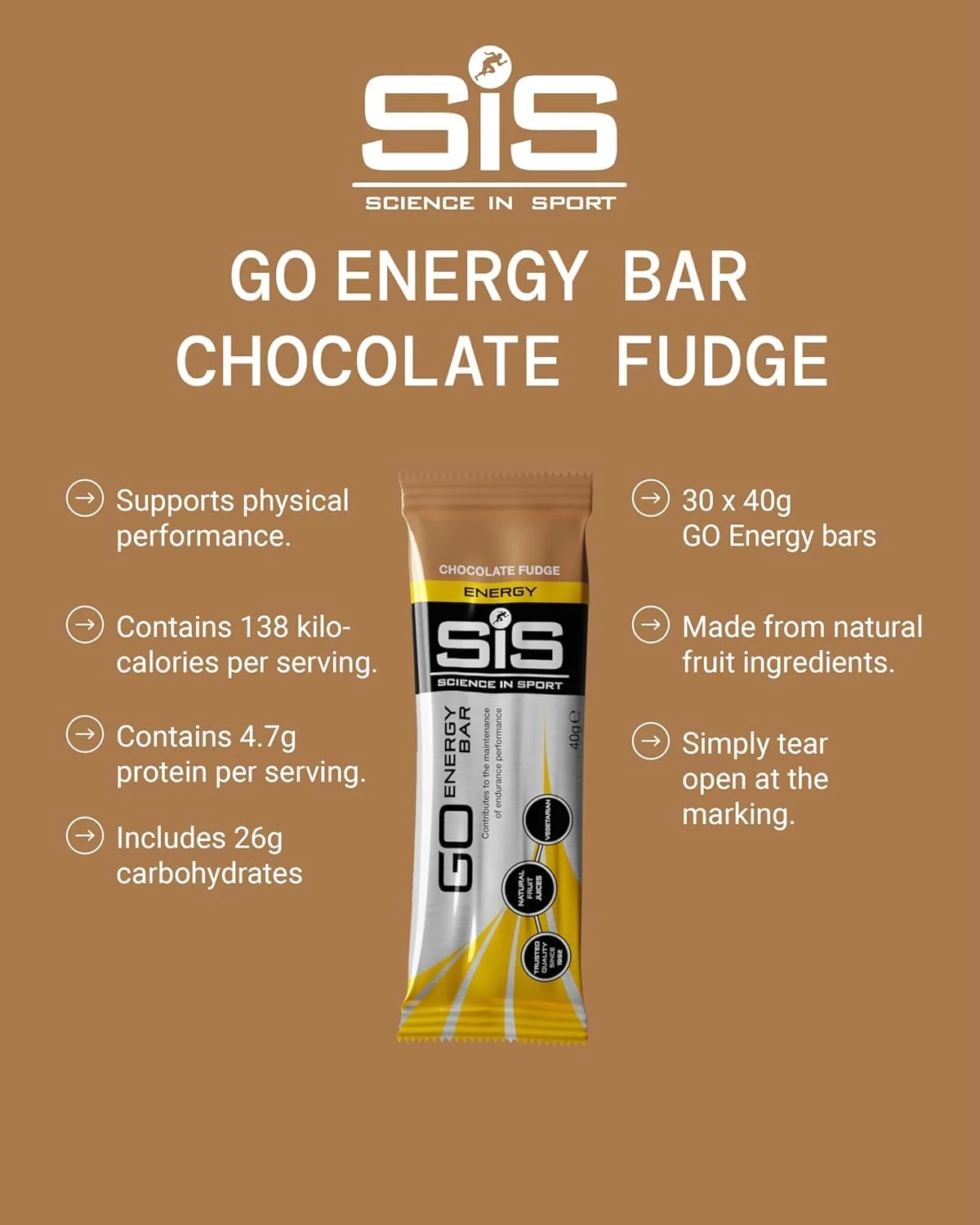 SiS GO Energy Bar Chocolate Fudge | High Carb Snack - Image 3