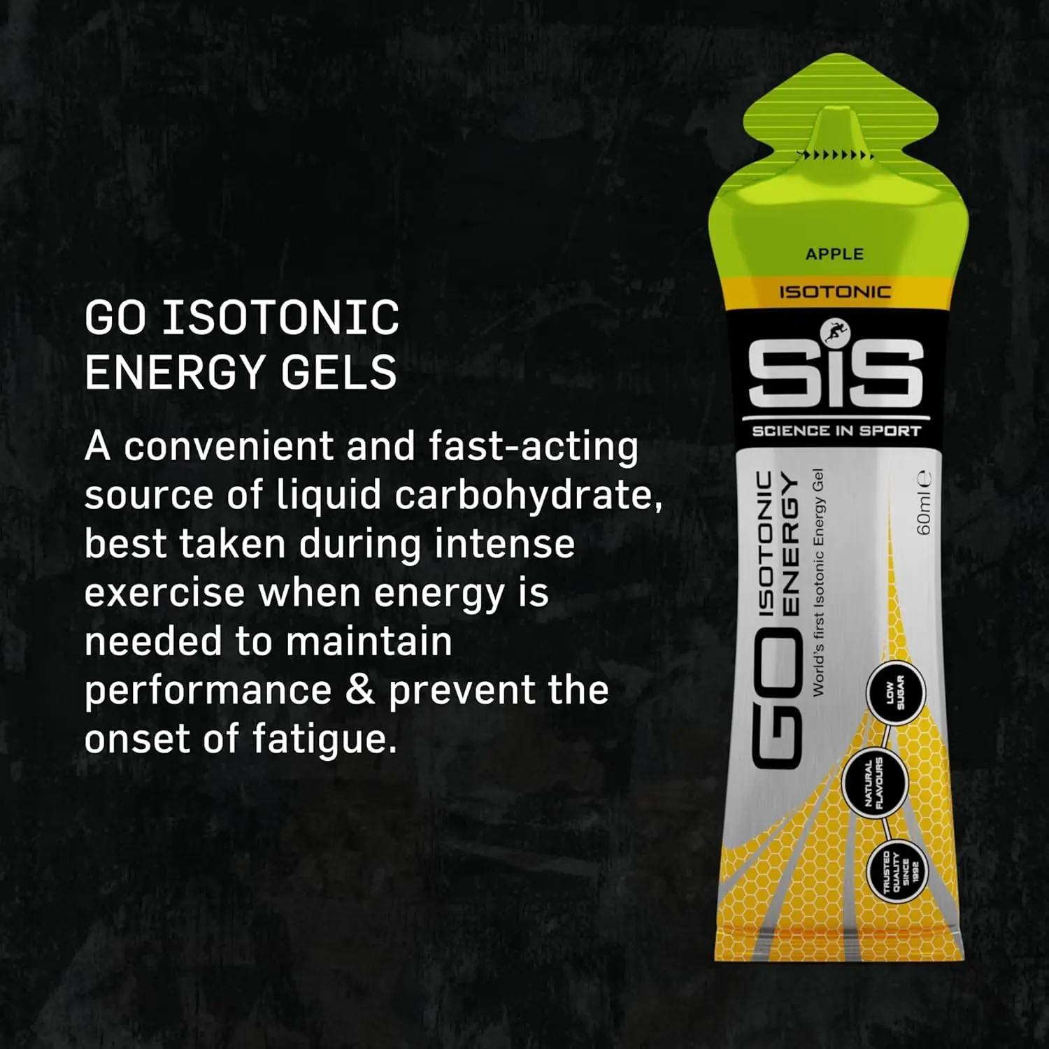 Science In Sport GO isotonic energy gels provide a quick and easily digestible carbohydrate boost with low sugar, perfect for fueling intense workouts without water.