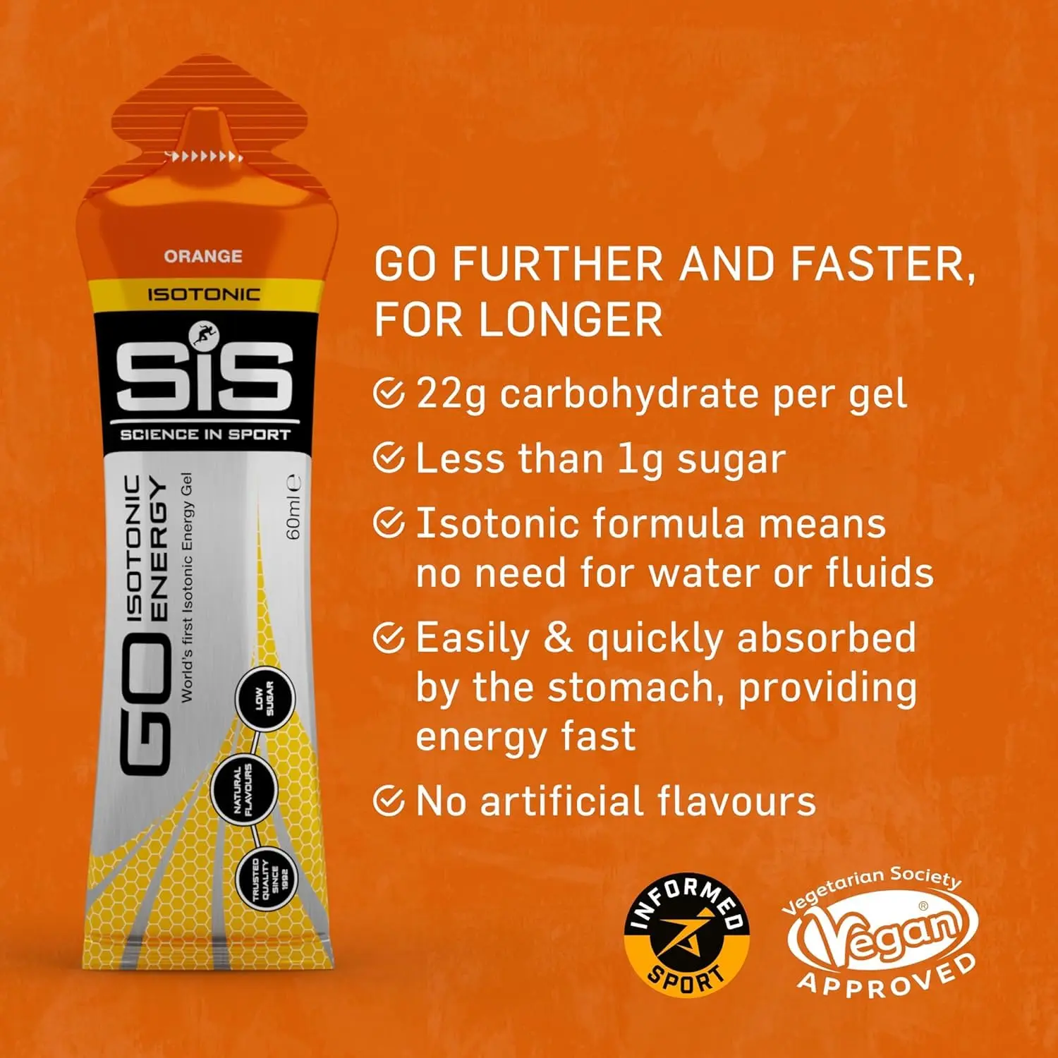 Science In Sport GO isotonic energy gels provide a quick and easily digestible carbohydrate boost with low sugar, perfect for fueling intense workouts without water.