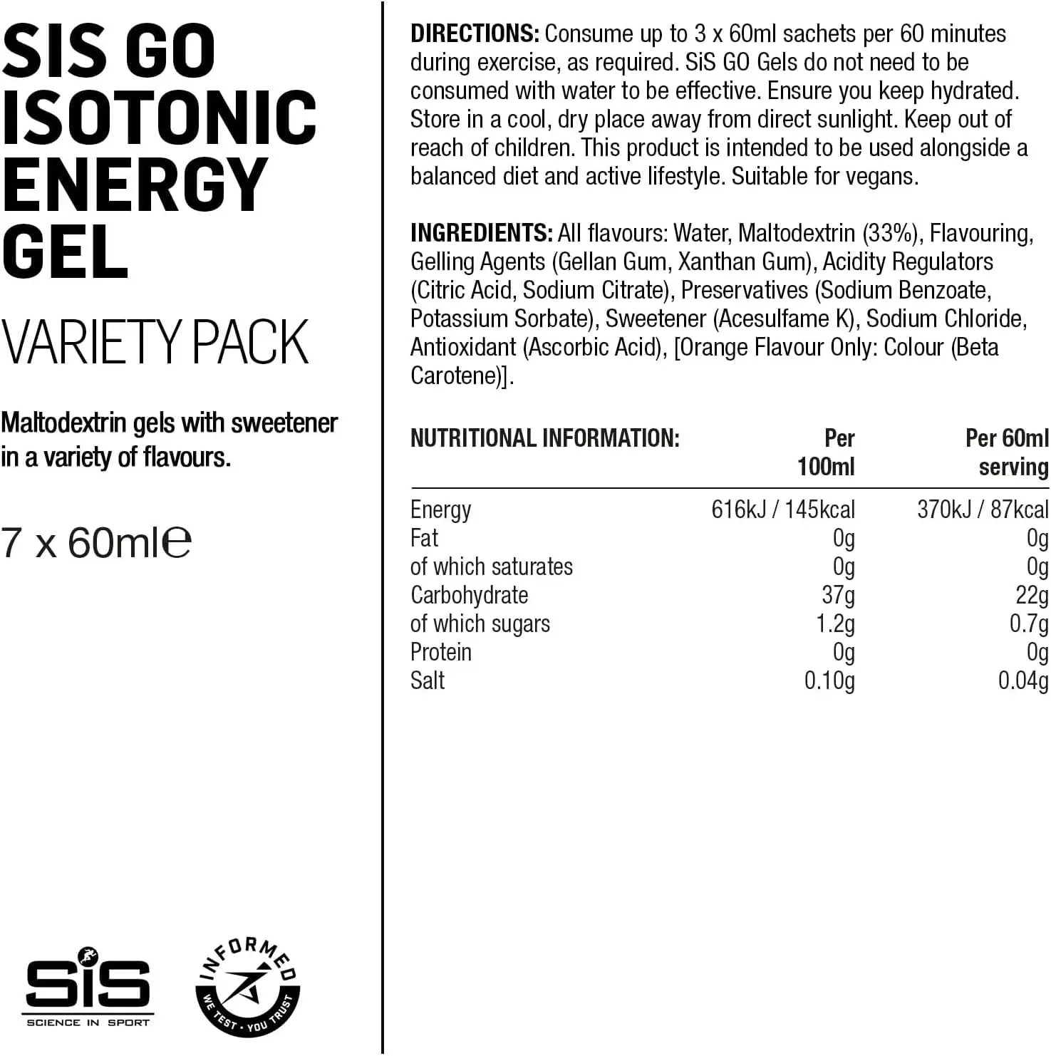 Science In Sport GO isotonic energy gels provide a quick and easily digestible carbohydrate boost with low sugar, perfect for fueling intense workouts without water.