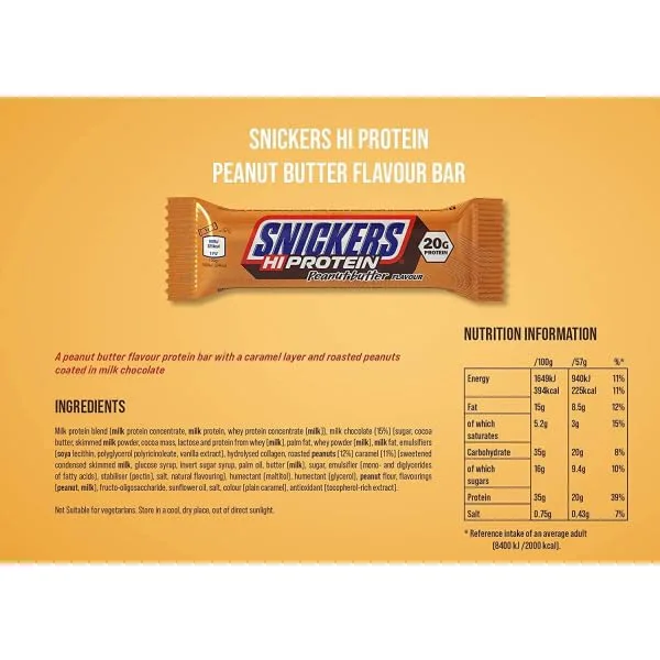 Snickers Hi Protein Peanut Butter Bar - 20g Protein - Image 2