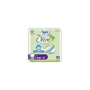 SOFY Olive sanitary pads are dermatologically tested, large size and soft on the skin providing comfort and protection.