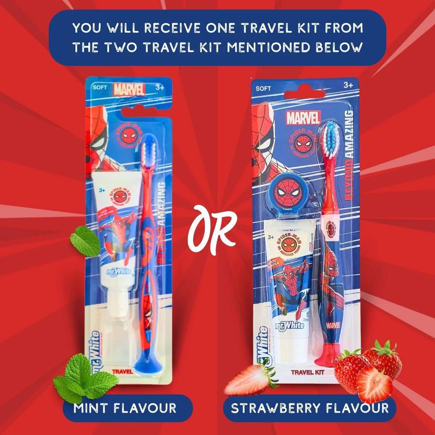 Spiderman Kids Travel Toothbrush & Toothpaste Set - Image 2