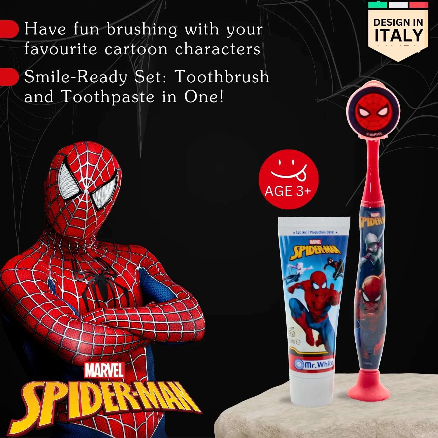 Spiderman Kids Travel Toothbrush & Toothpaste Set - Image 3