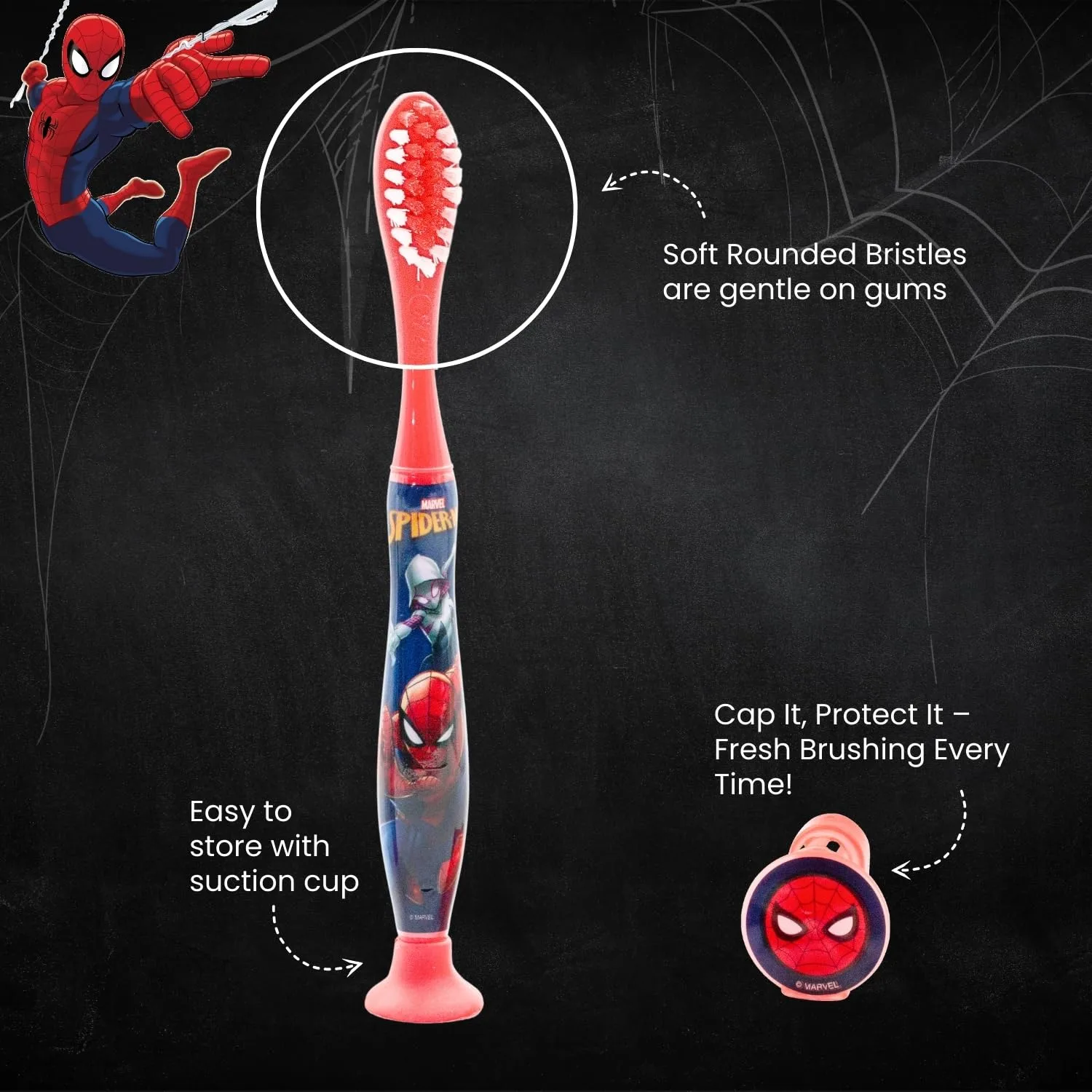 Spiderman Kids Travel Toothbrush & Toothpaste Set - Image 4