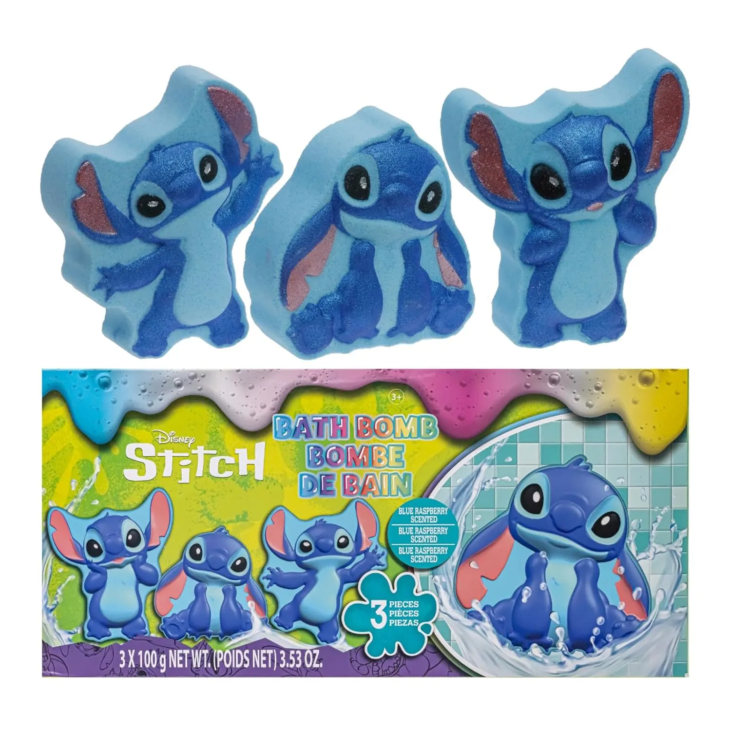 Stitch Bath Bombs Kids, Rainbow Colors, Berry Scent