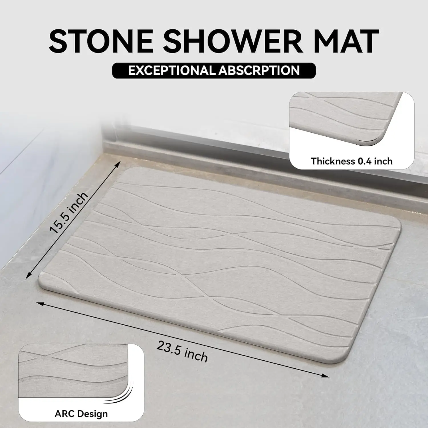 Stone Bath Mat Quick Dry Non-Slip Diatomaceous Earth - Image 2