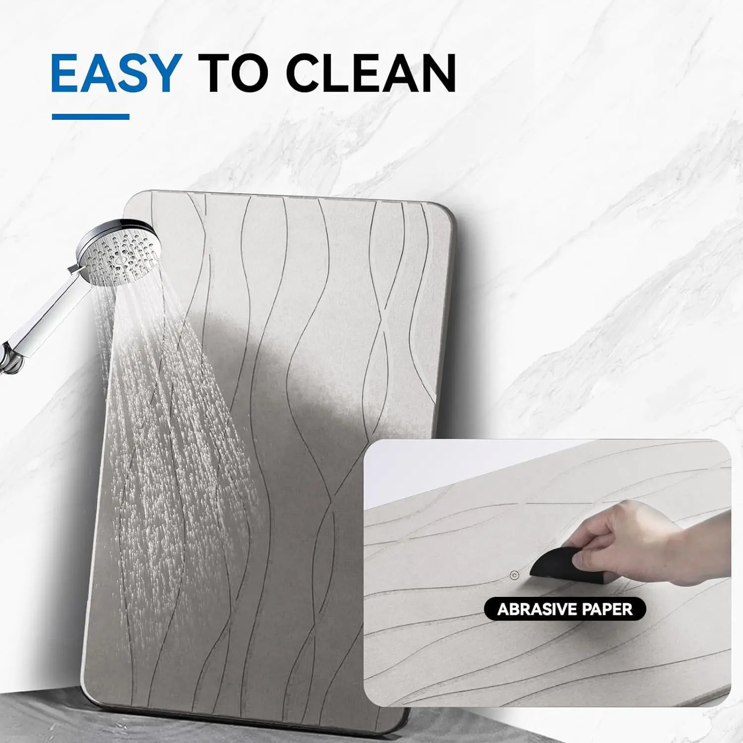 Stone Bath Mat Quick Dry Non-Slip Diatomaceous Earth - Image 3