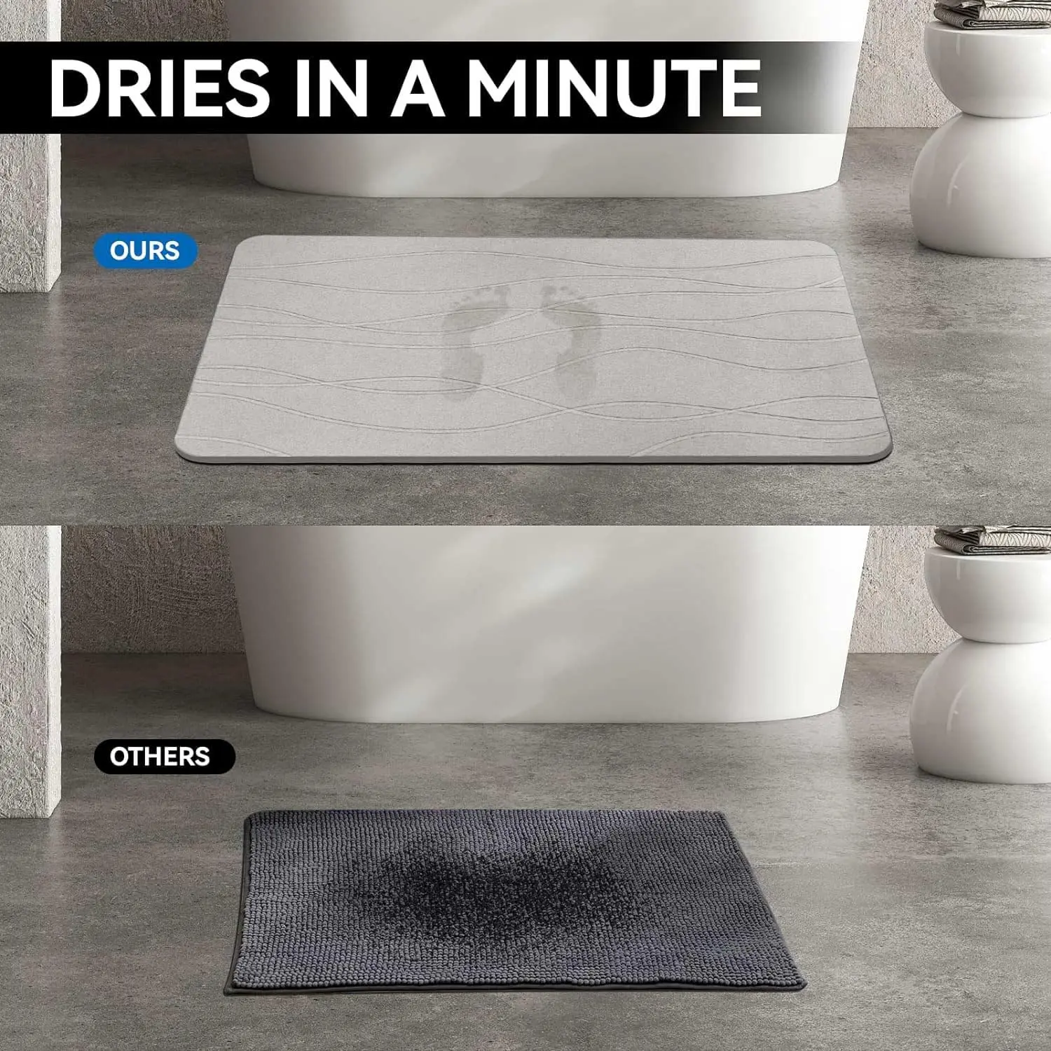 Stone Bath Mat Quick Dry Non-Slip Diatomaceous Earth - Image 6