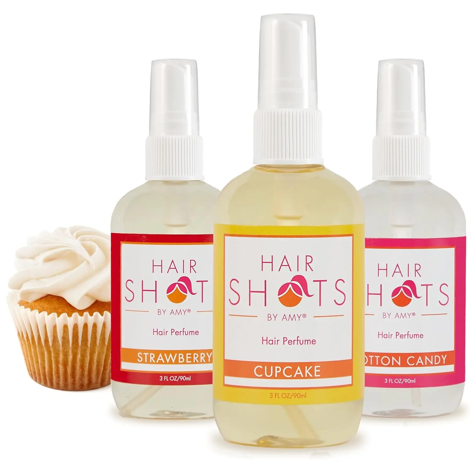 The Sugar Crush hair fragrance bundle includes Strawberry, Cupcake, and Cotton Candy heat-activated scents to keep all hair types smelling fresh and help deter lice.