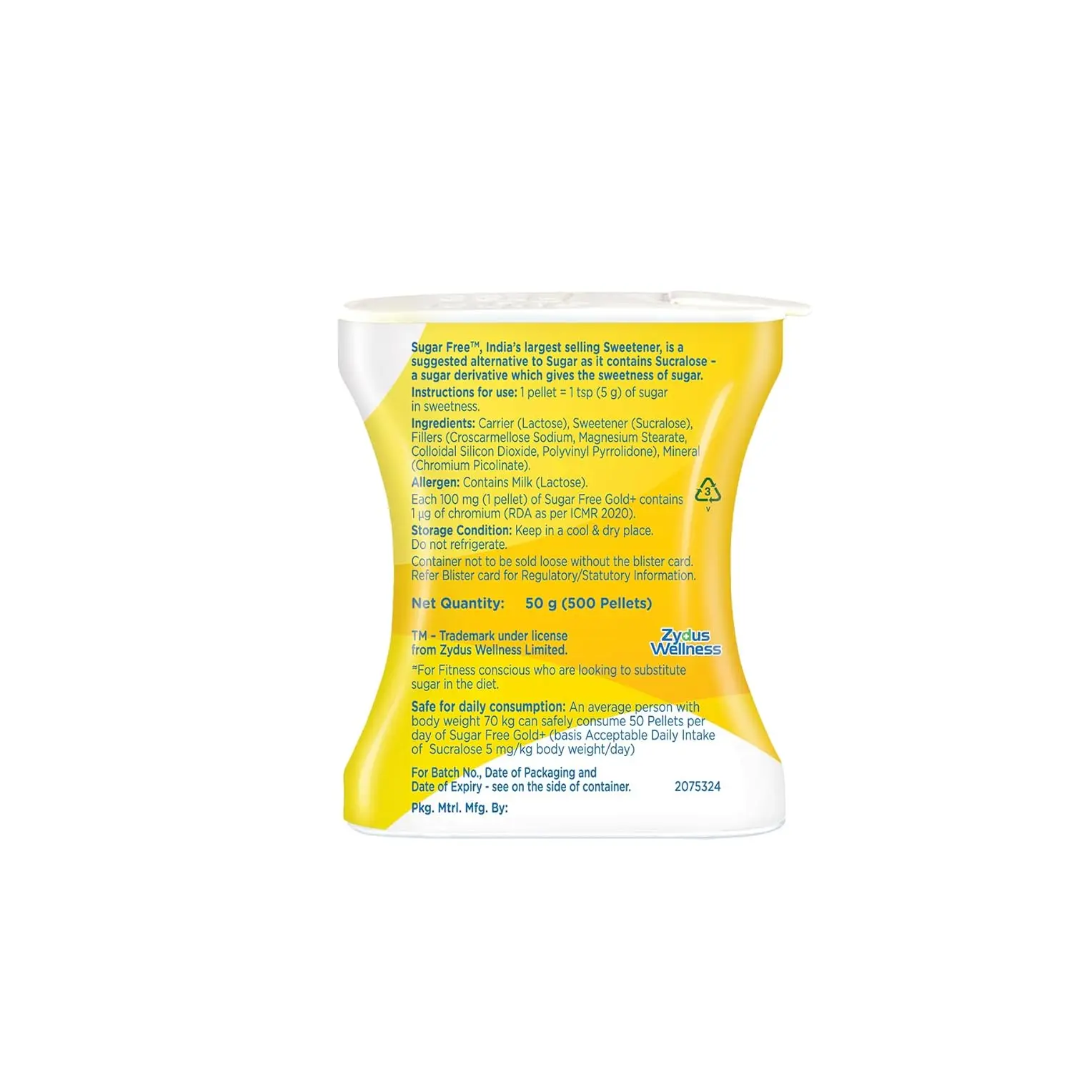 Sugar Free Gold low calorie sweetener pellets, a healthy sugar alternative for tea, coffee and other beverages, helps reduce daily calorie intake.