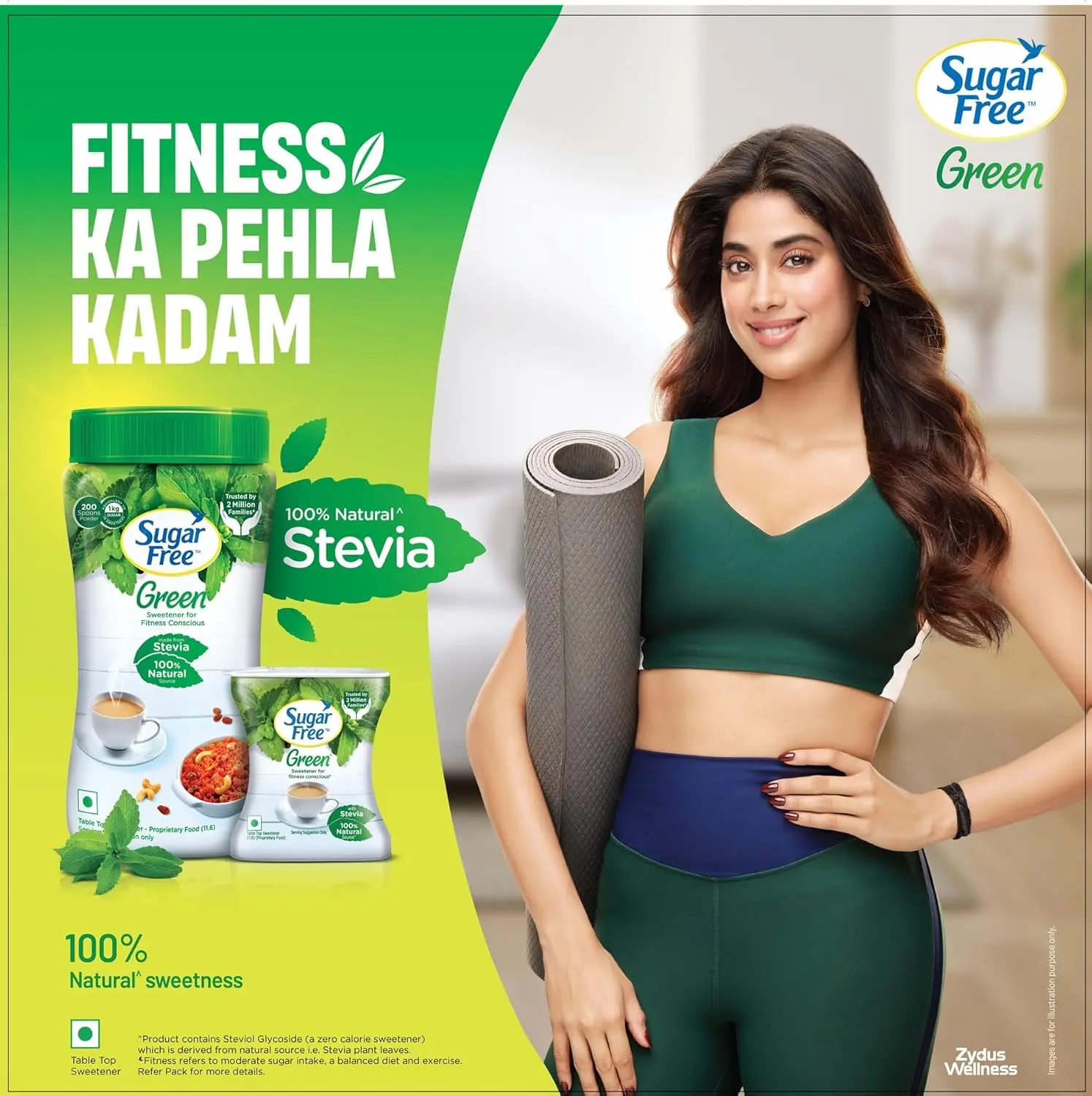 Sugar Free Green Stevia sweetener, made from 100% natural Stevia leaves, provides a zero-calorie, plant-based alternative to sugar for health-conscious individuals and those managing their sugar levels.