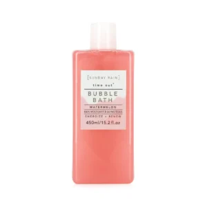 Sunday Rain Watermelon Bubble Bath is a hydrating bathwater additive, enriched with vitamins and watermelon extract to moisturize skin and invigorate the senses.