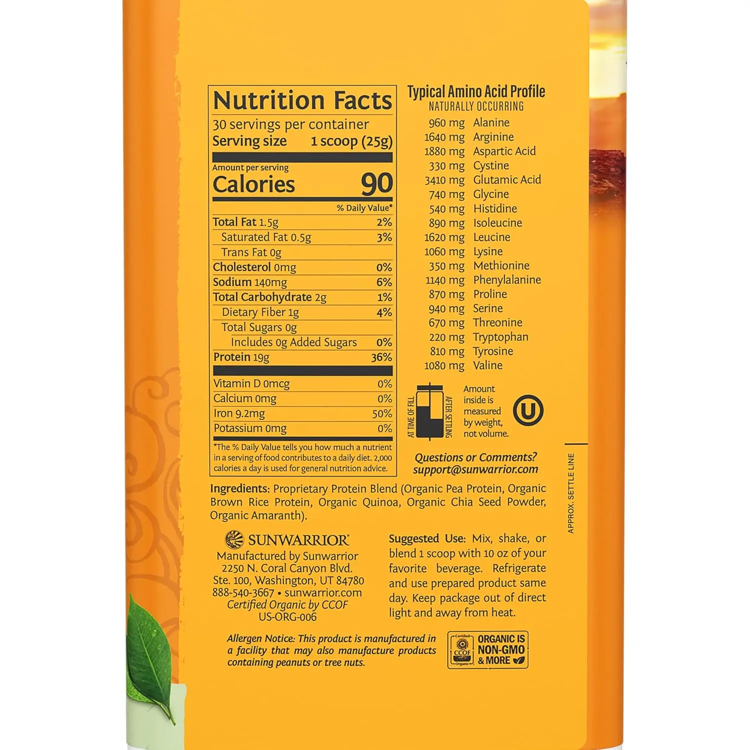 Sunwarrior Classic Plus natural flavored vegan protein powder made with peas and brown rice, a raw organic plant based protein.
