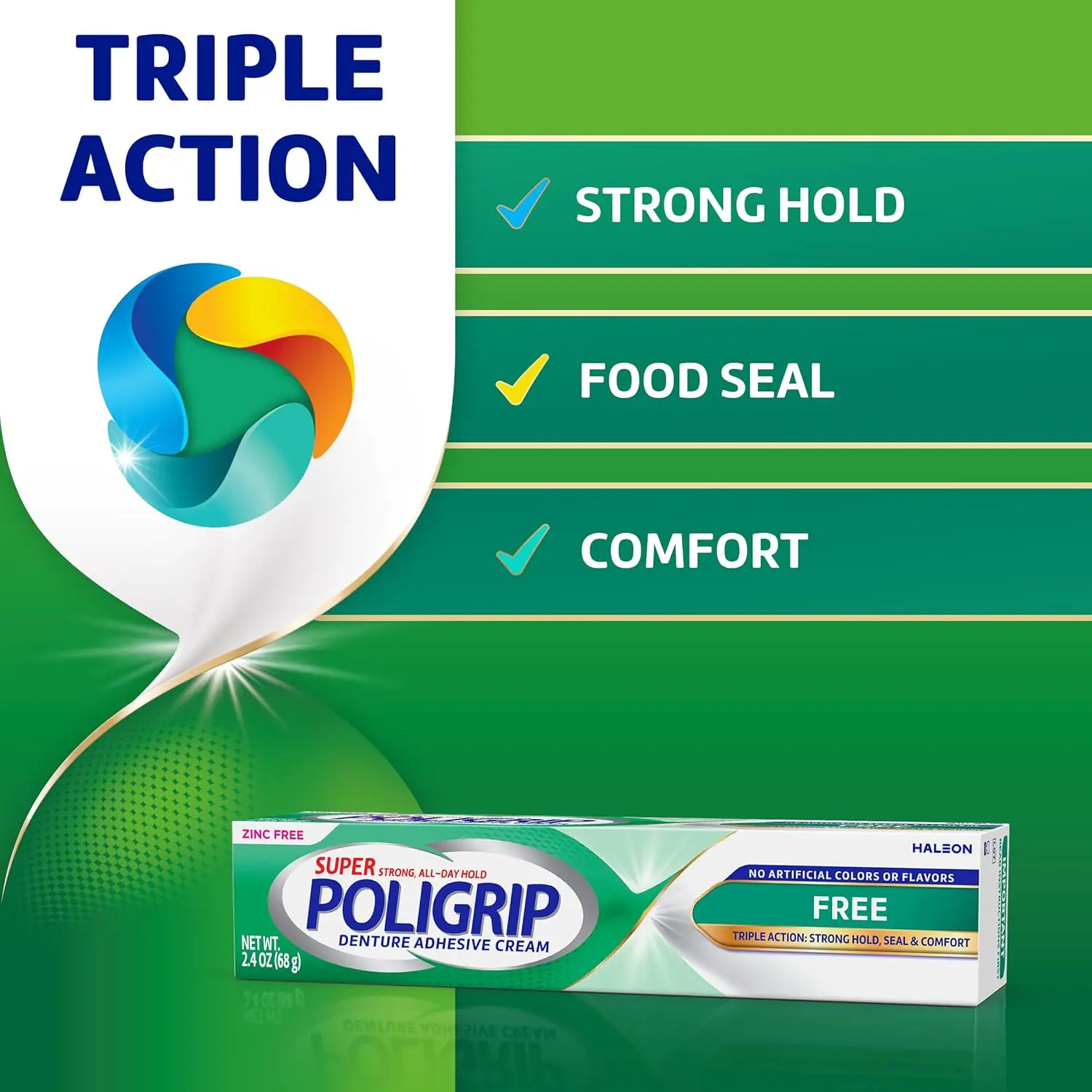 Super Poligrip Zinc Free Denture Adhesive Cream - Image 2