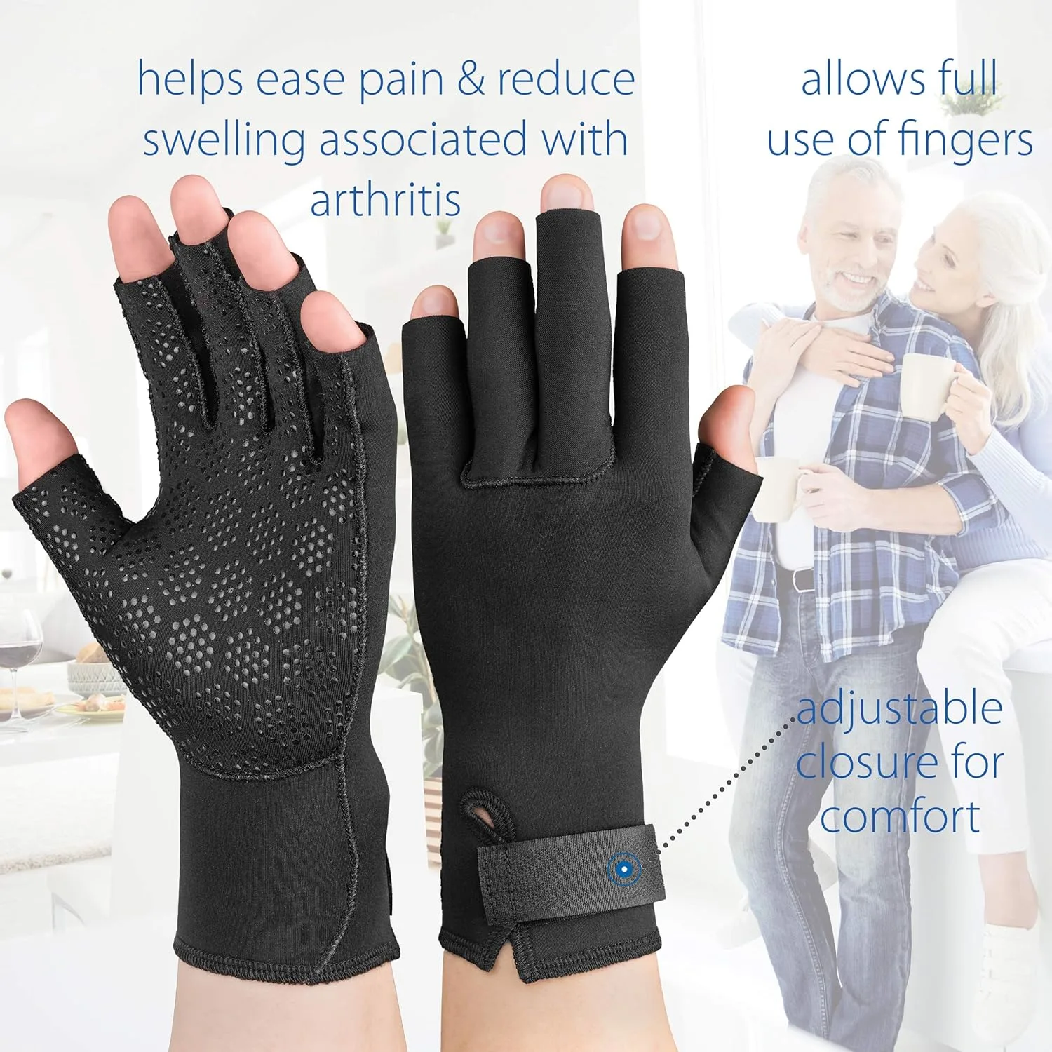 Swede-O Arthritic Gloves - Thermal, Compression, Black - Image 2