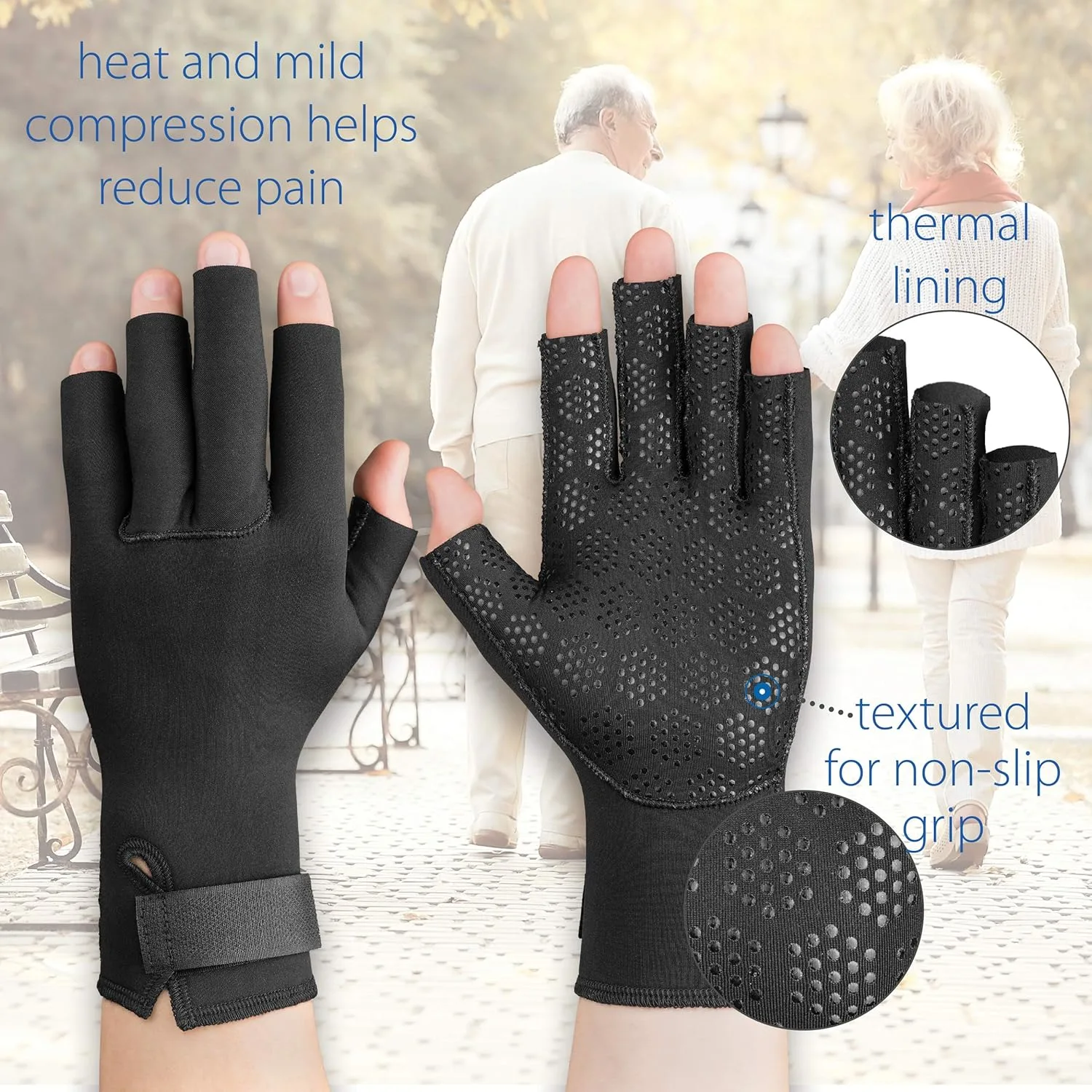 Swede-O Arthritic Gloves - Thermal, Compression, Black - Image 3