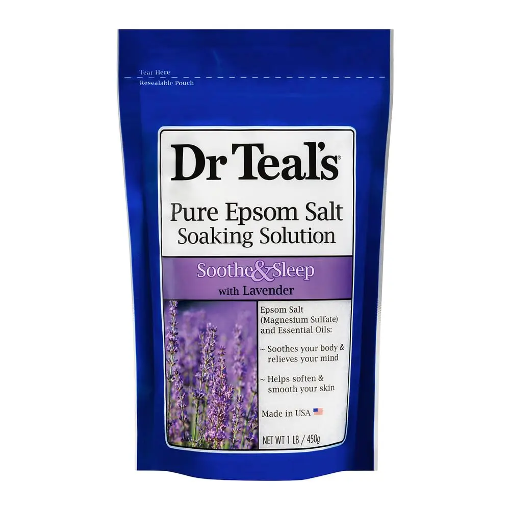 Dr Teal's Soothe & Sleep Epsom Salt with Lavender helps to soothe your body for a deeper and more restful sleep.