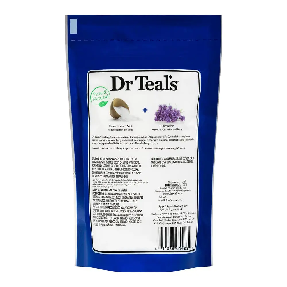 Dr Teal's Soothe & Sleep Epsom Salt with Lavender helps to soothe your body for a deeper and more restful sleep.