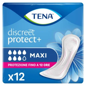 TENA Discreet Maxi pads provide up to 12 hours of dryness with instant absorption, odor control, and a comfortable, individually wrapped design, perfect for managing incontinence and heavy urine loss.