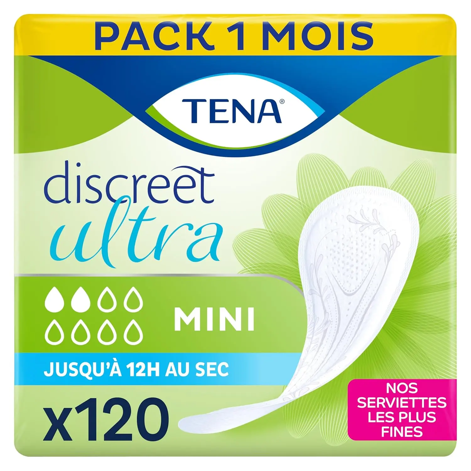 Individually wrapped TENA Discreet Mini Pads provide discreet and reliable triple protection against leaks, moisture, and odors for women experiencing light to medium bladder weakness.