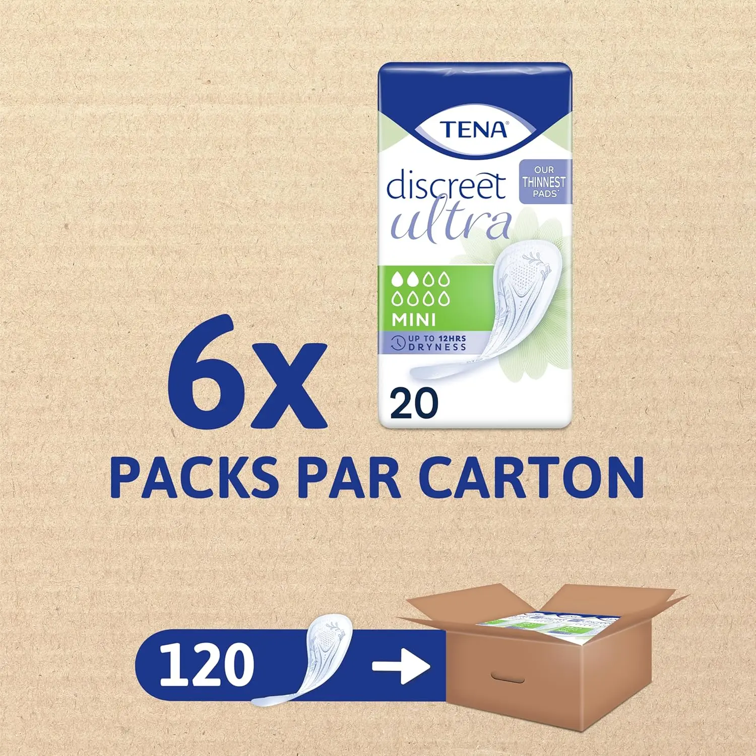 Individually wrapped TENA Discreet Mini Pads provide discreet and reliable triple protection against leaks, moisture, and odors for women experiencing light to medium bladder weakness.