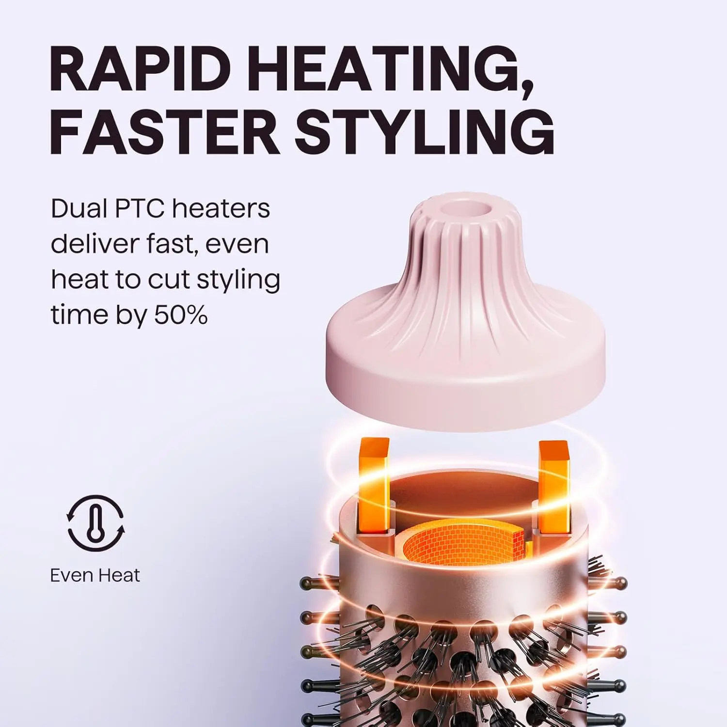 Pink Wavytalk thermal brush with negative ion technology for creating voluminous curls and a smooth, frizz-free blowout look with less heat damage.