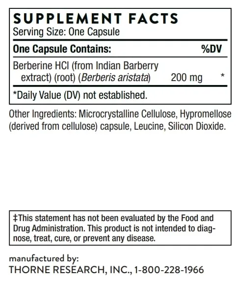 THORNE Berberine - Immune, Gut & Heart Health - 60 Capsules - Image 2