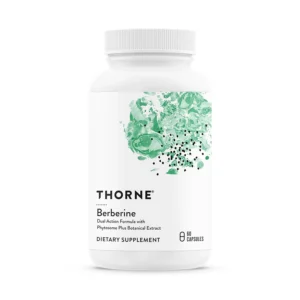 Thorne Berberine supplement capsules for heart health, immune system support, and healthy GI balance.