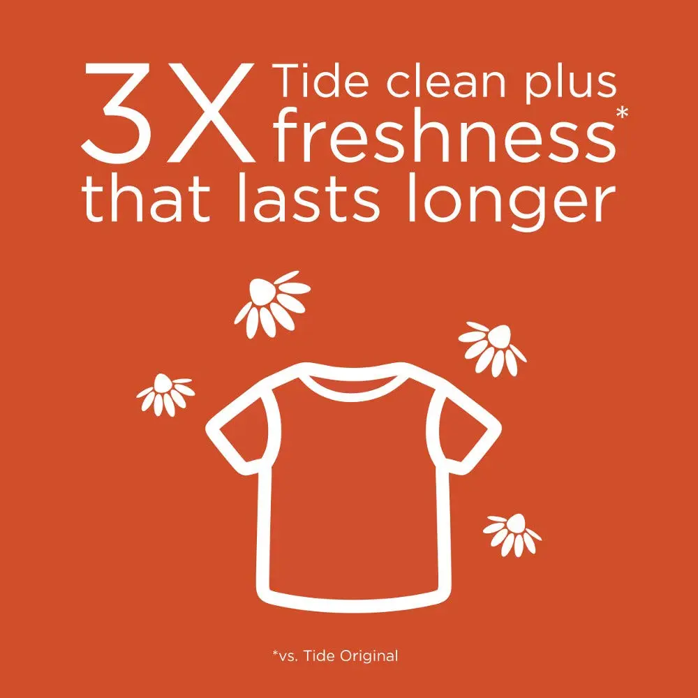 A bottle of Tide HE liquid laundry detergent in Spring & Renewal scent, offering 3x longer lasting freshness with motion-activated dual-scent pearls, designed for high efficiency washers.