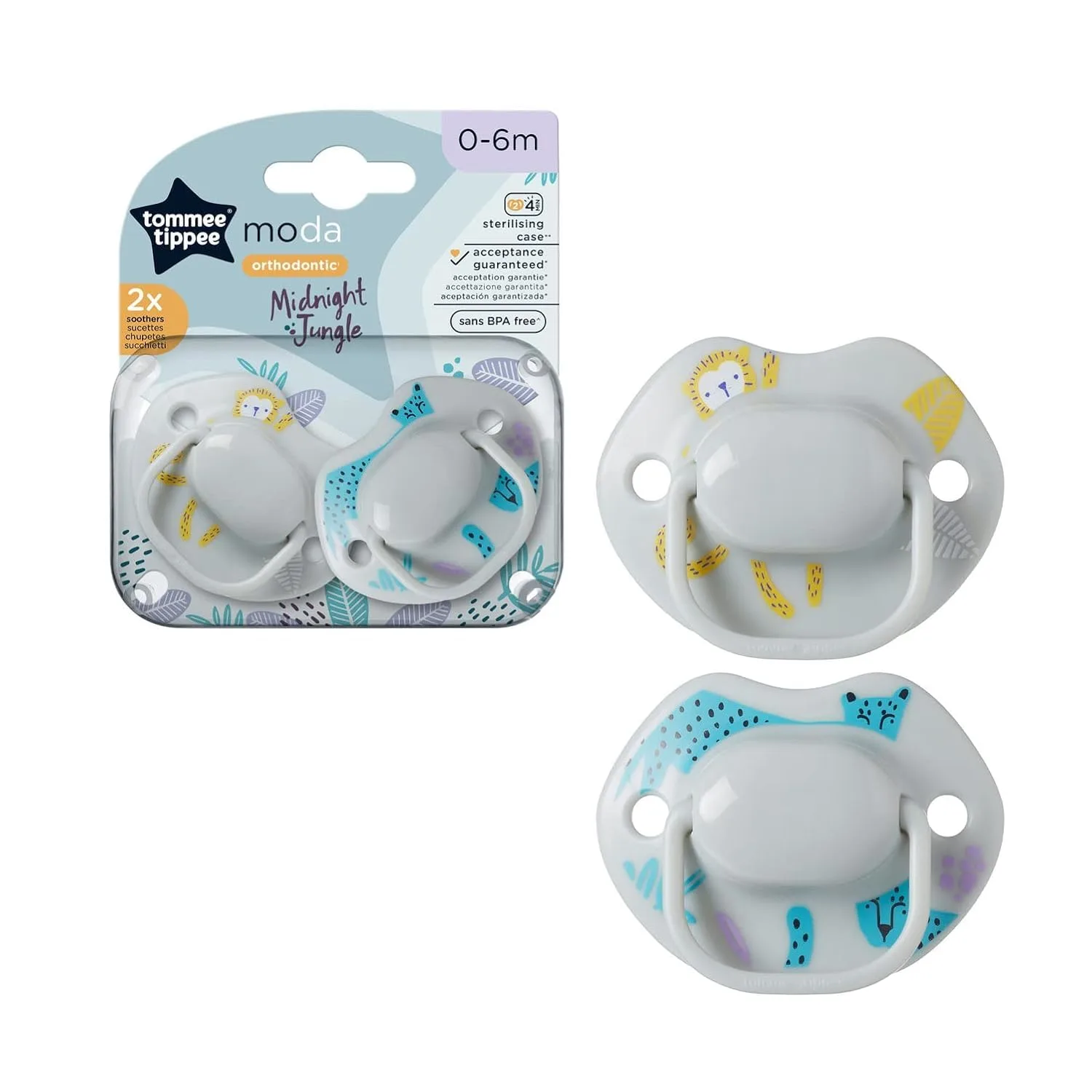 Tommee Tippee Moda Soothers 0-6m, Steriliser Box